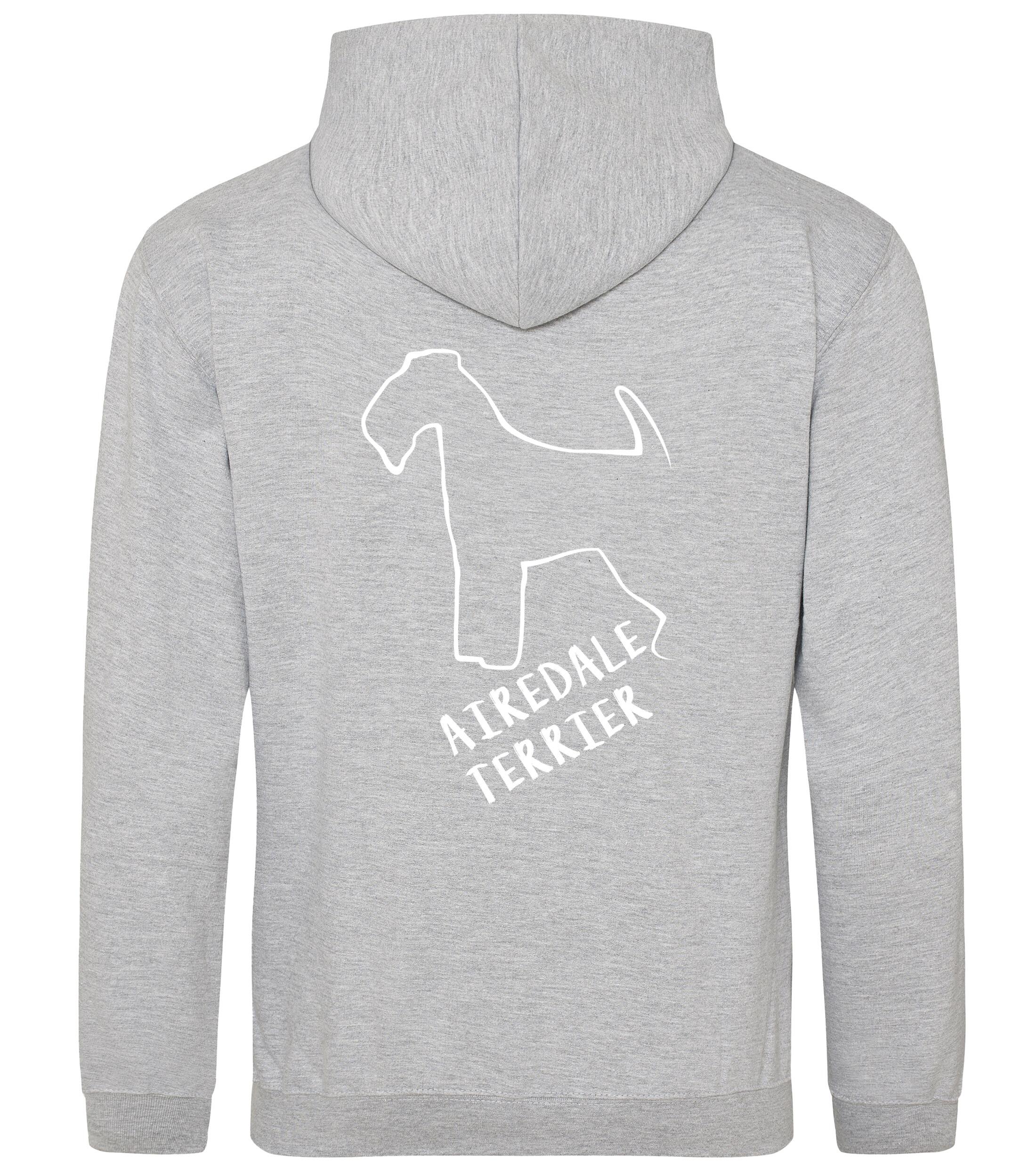Unisex Airedale Terrier Pullover Hoodie Heather Grey (White)