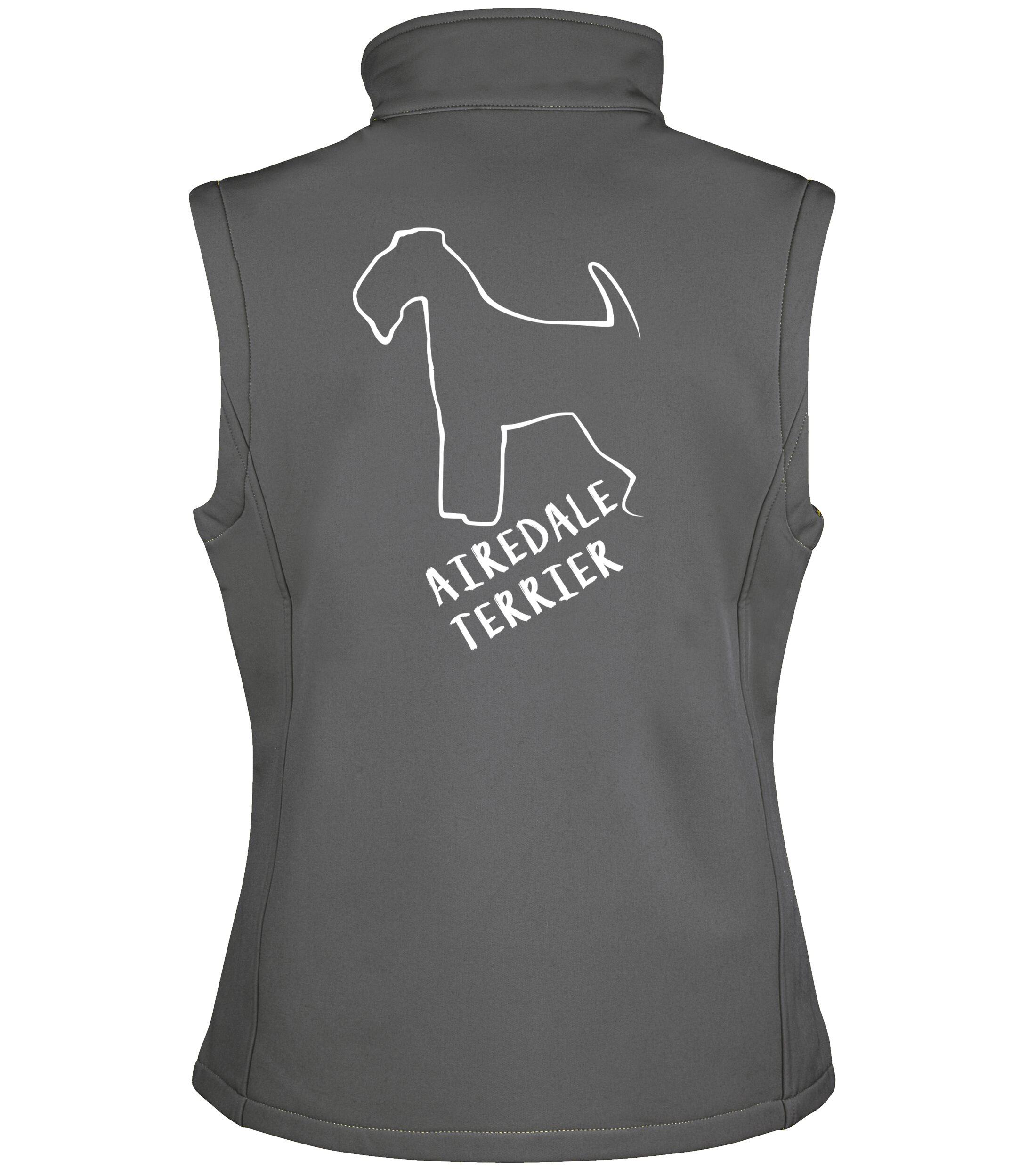 Unisex Airedale Terrier Softshell Gilet Charcoal (White)