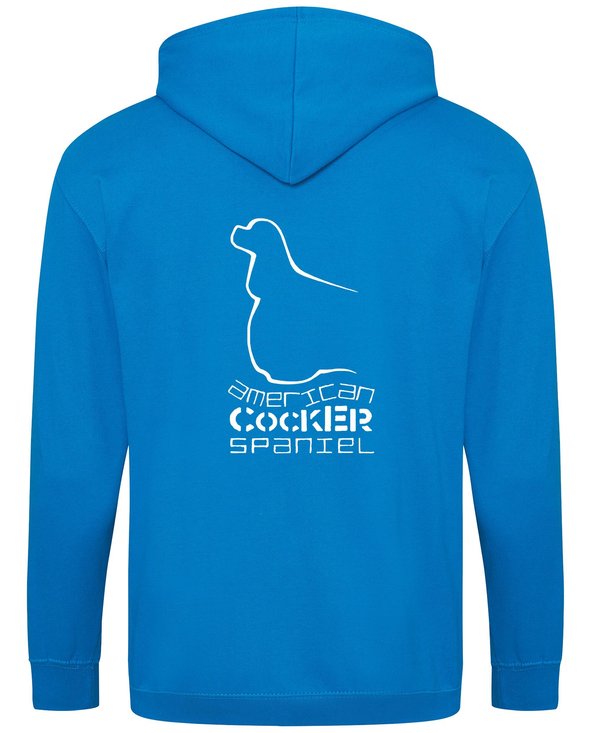 Unisex American Cocker Spaniel Zipped Hoodie Sapphire Blue (White)