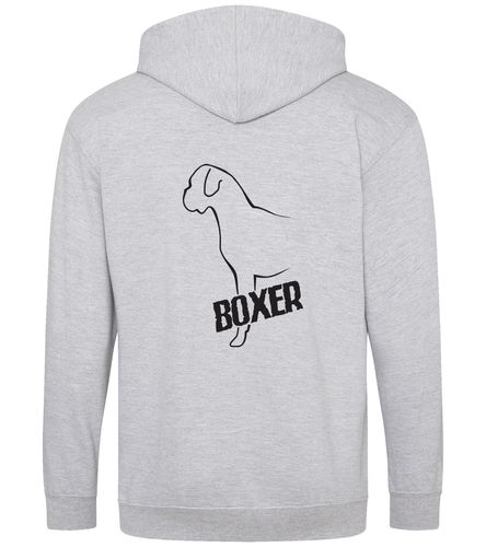 Unisex Boxer Ear Drop Zipped Hoodie Heather Grey (Black)