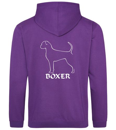 Unisex Boxer Ear Drop (2) Pullover Hoodie Purple (White)