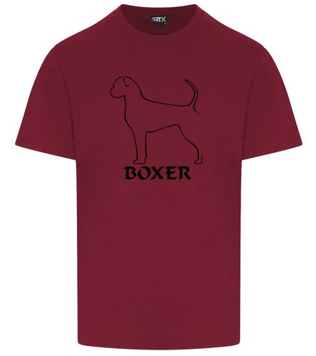 Unisex Boxer Ear Drop (2) Roundneck T-Shirt Burgundy (Black)