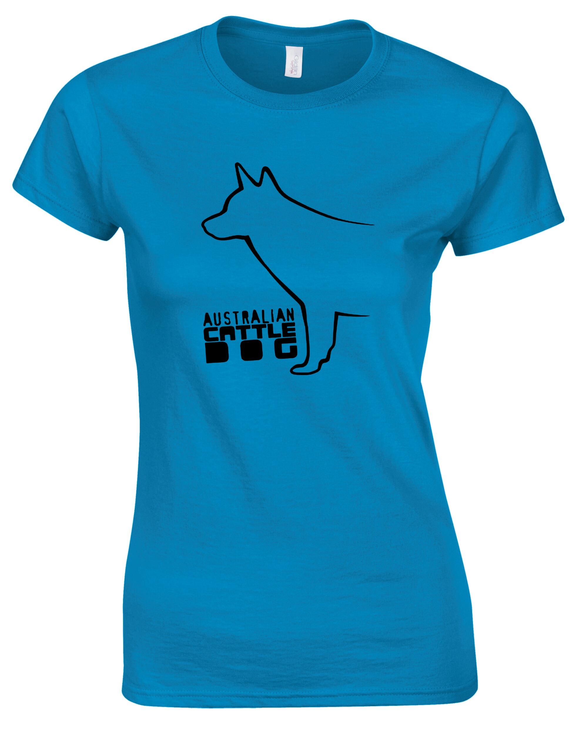 Female Australian Cattle Dog Roundneck T-Shirt Sapphire Blue (Black)