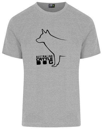 Unisex Australian Cattle Dog Roundneck T-Shirt Heather Grey (Black)