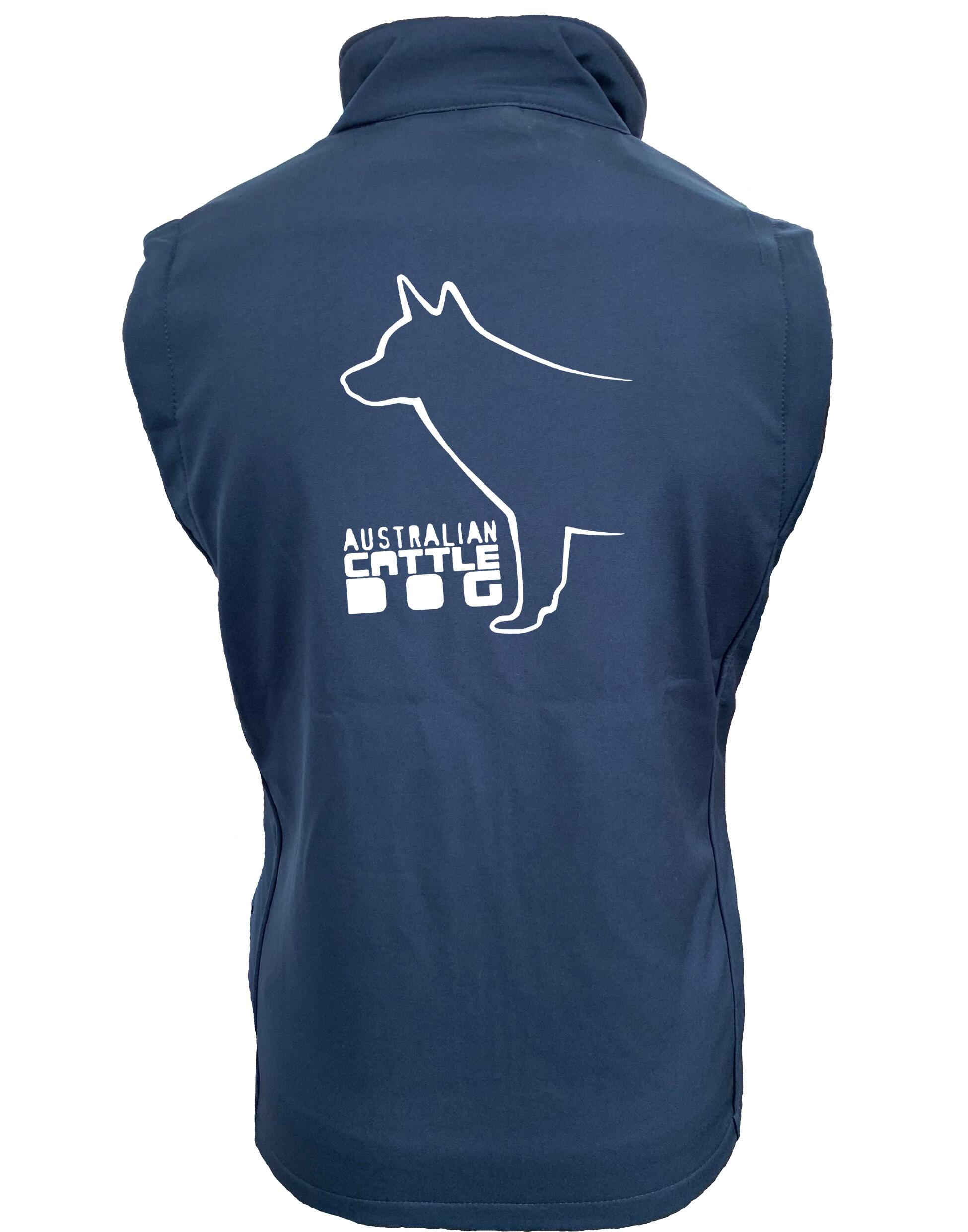 Unisex Australian Cattle Dog Softshell Gilet Navy Royal (White)