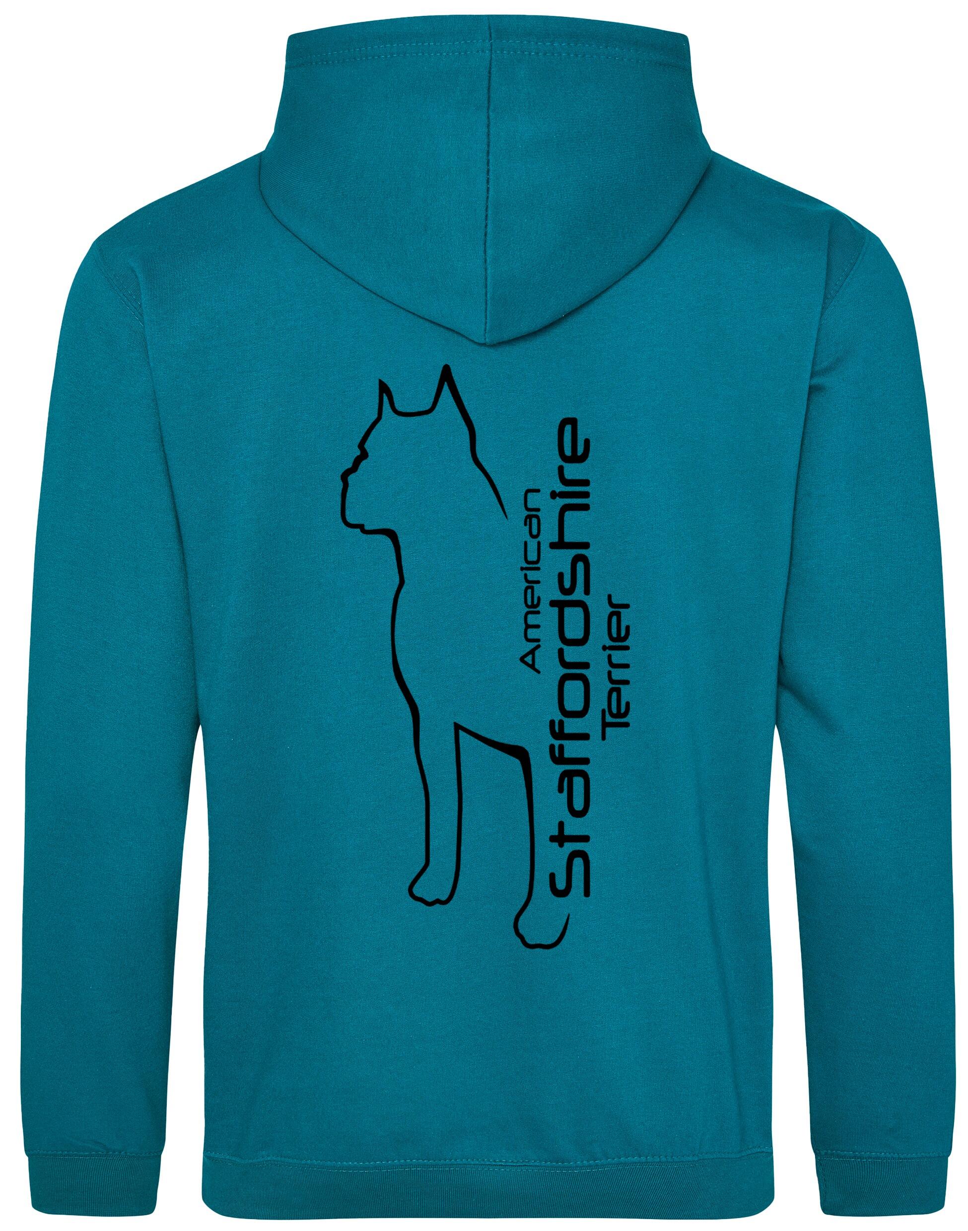 Unisex American Staffordshire Terrier Pullover Hoodie Jade (Black)