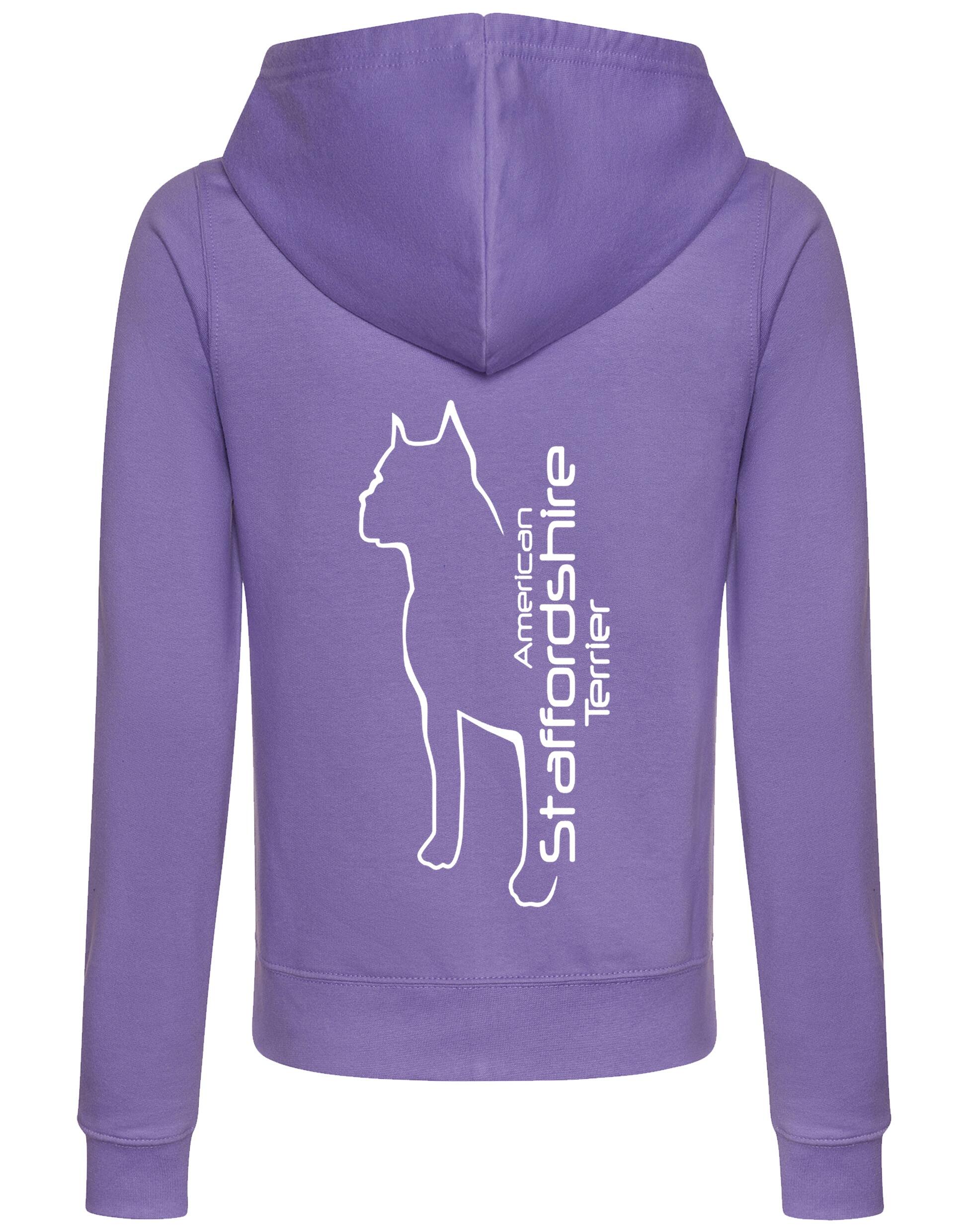 Female American Staffordshire Terrier Zipped Hoodie Lavender (White)