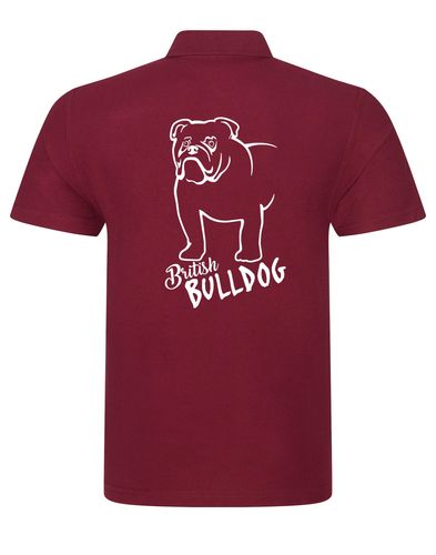 Unisex British Bulldog Polo Shirt Burgundy (White)