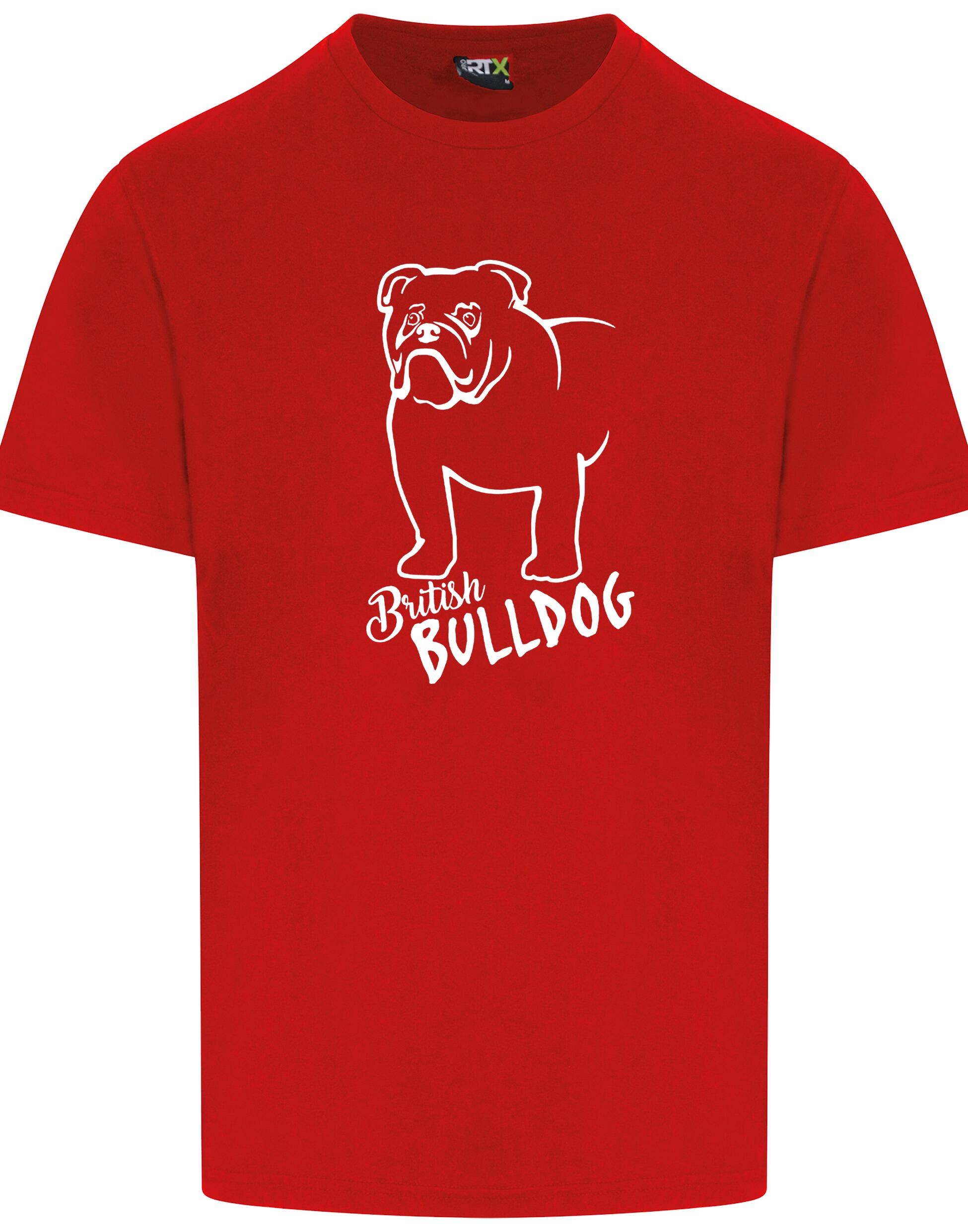 Unisex British Bulldog Roundneck T-Shirt Red (White)