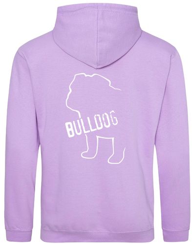 Unisex Bulldog (Body Design) Pullover Hoodie Lavender (White)