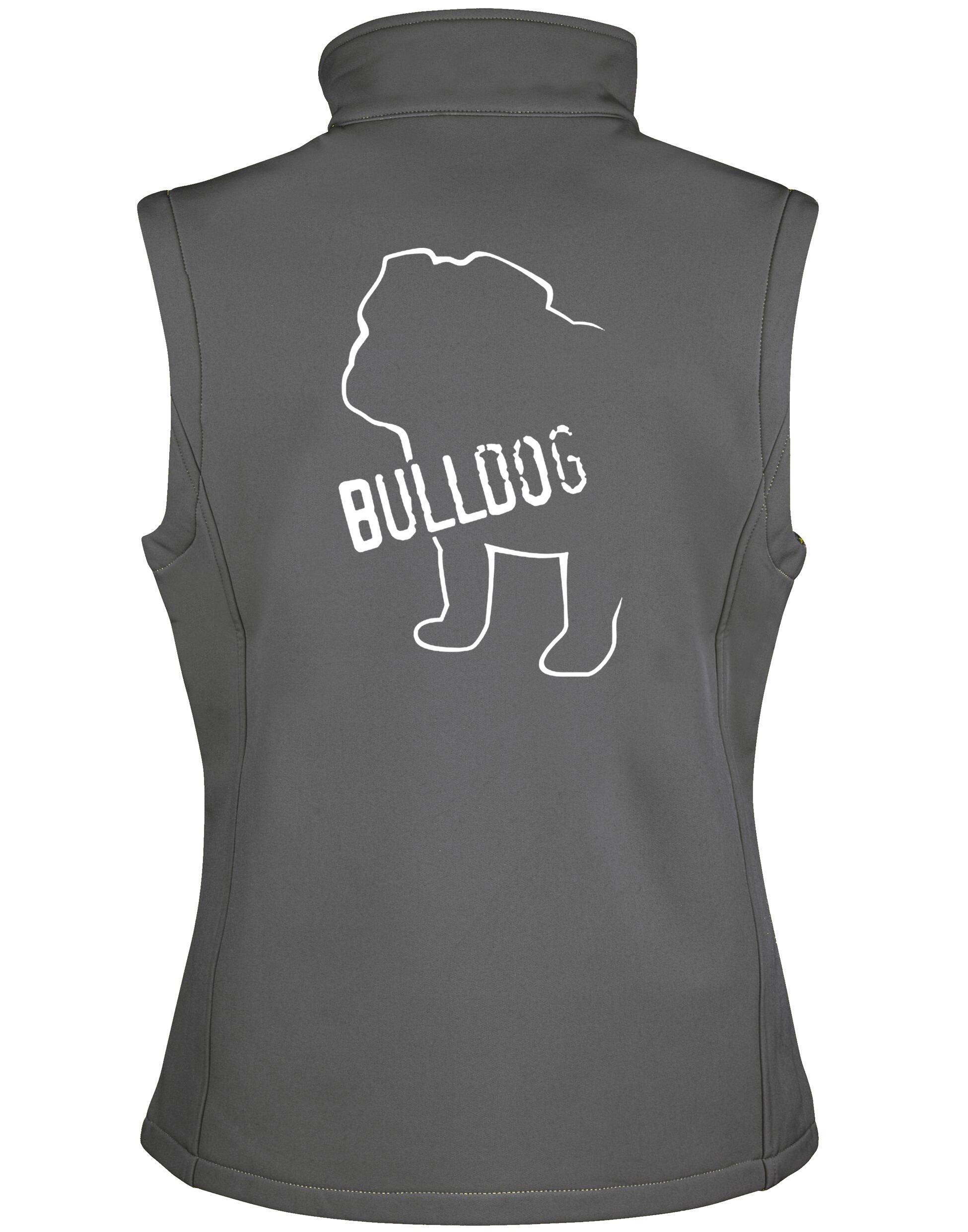 Female Bulldog (Body Design) Softshell Gilet Charcoal (White)