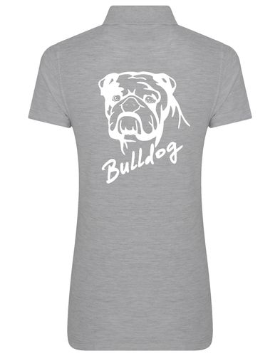 Female Bulldog (Head Design) Polo Shirt Heather Grey (White)