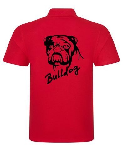 Unisex Bulldog (Head Design) Polo Shirt Red (Black)