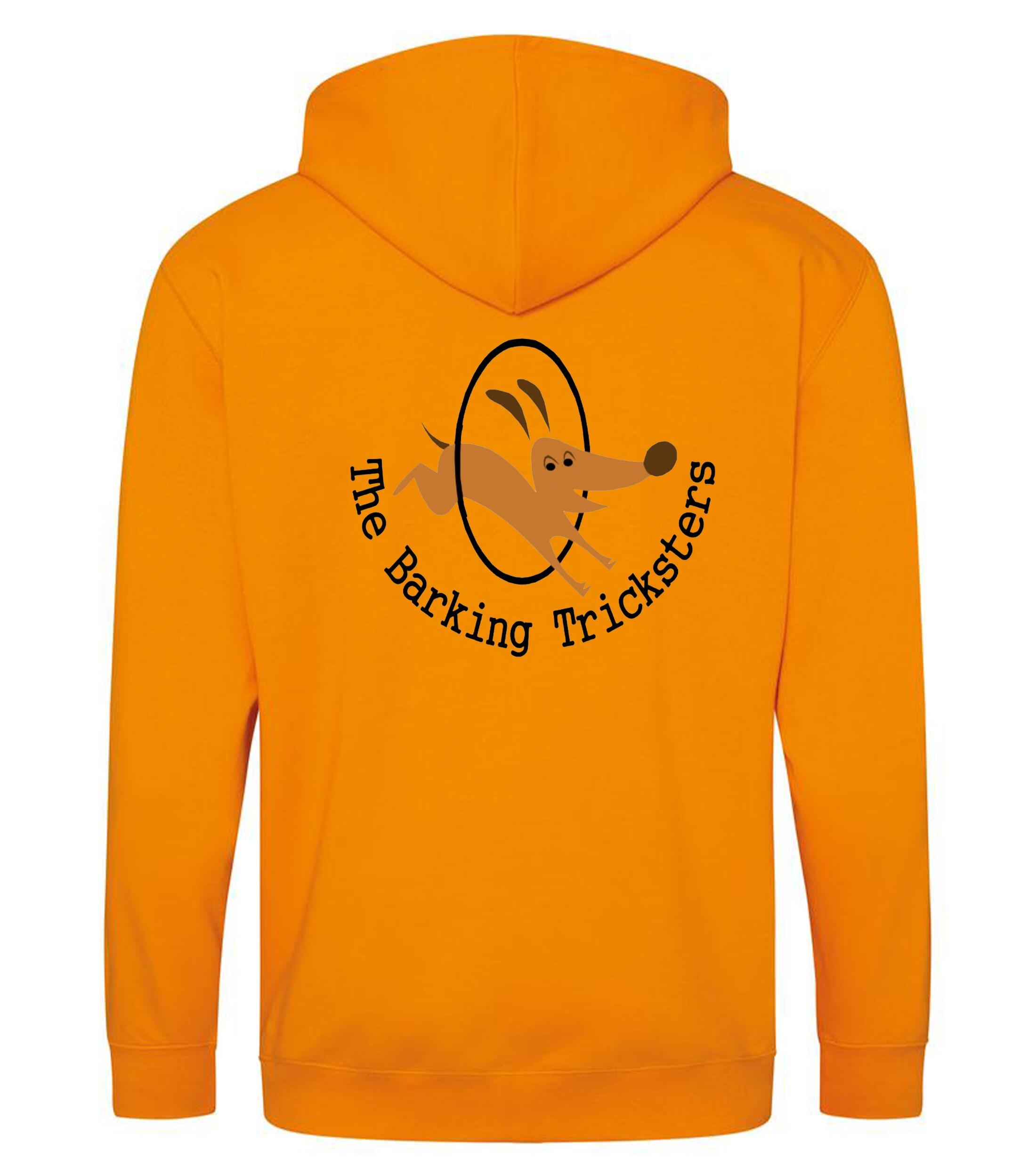 The Barking Tricksters Zipped Hoodies Orange Crush