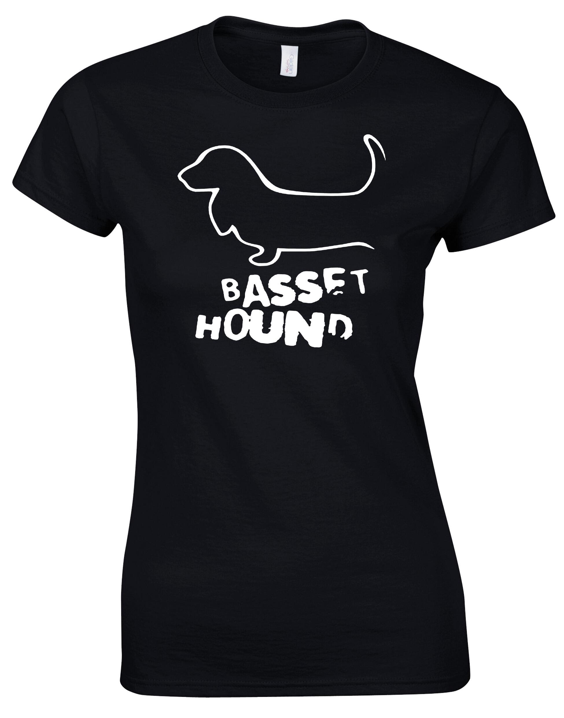 Female Roundneck T-shirt with Basset Hound Dog Breed Design – Style for Every Dog Lover