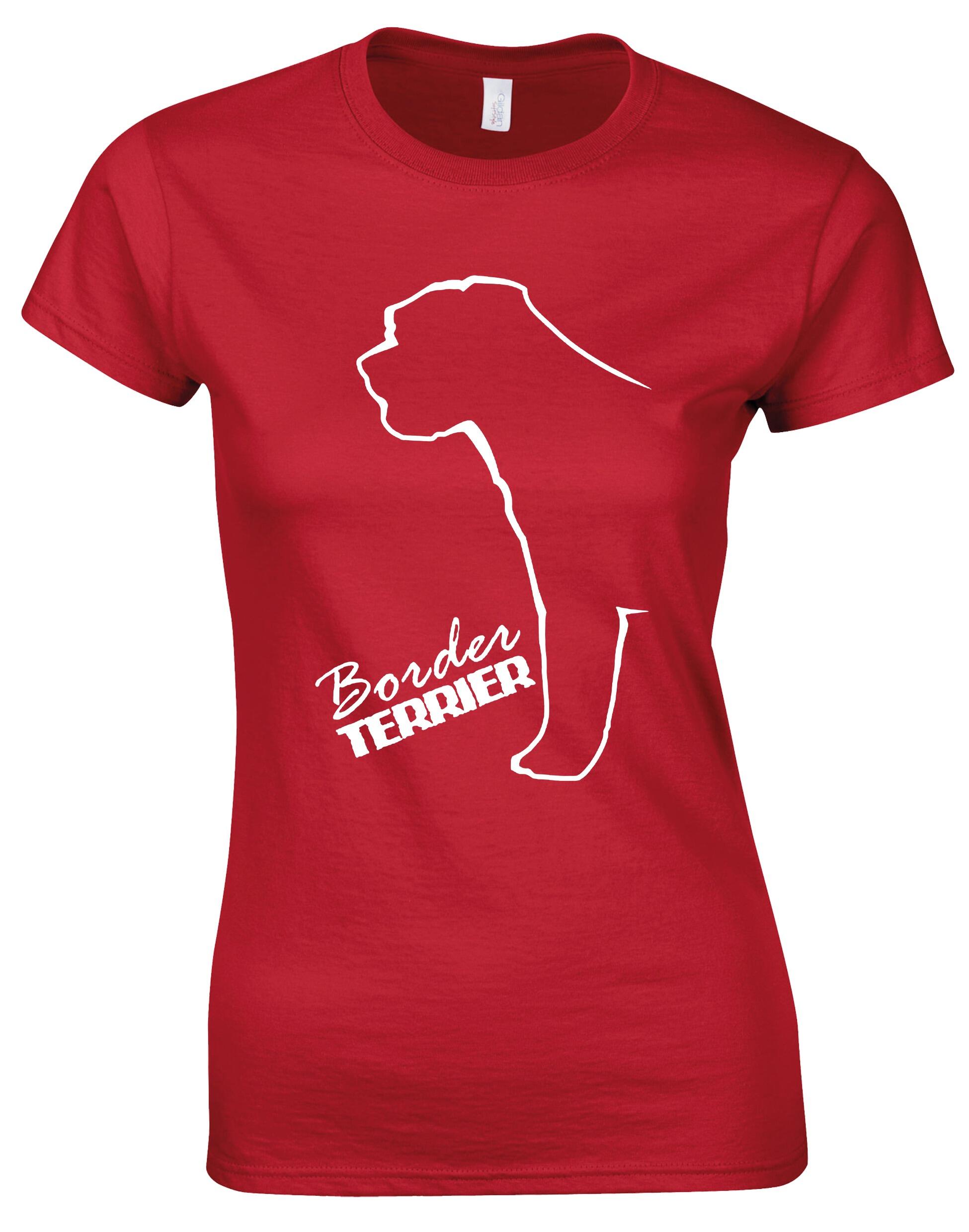 Female Roundneck T-shirt with Border Terrier Dog Breed Design – Style for Every Dog Lover
