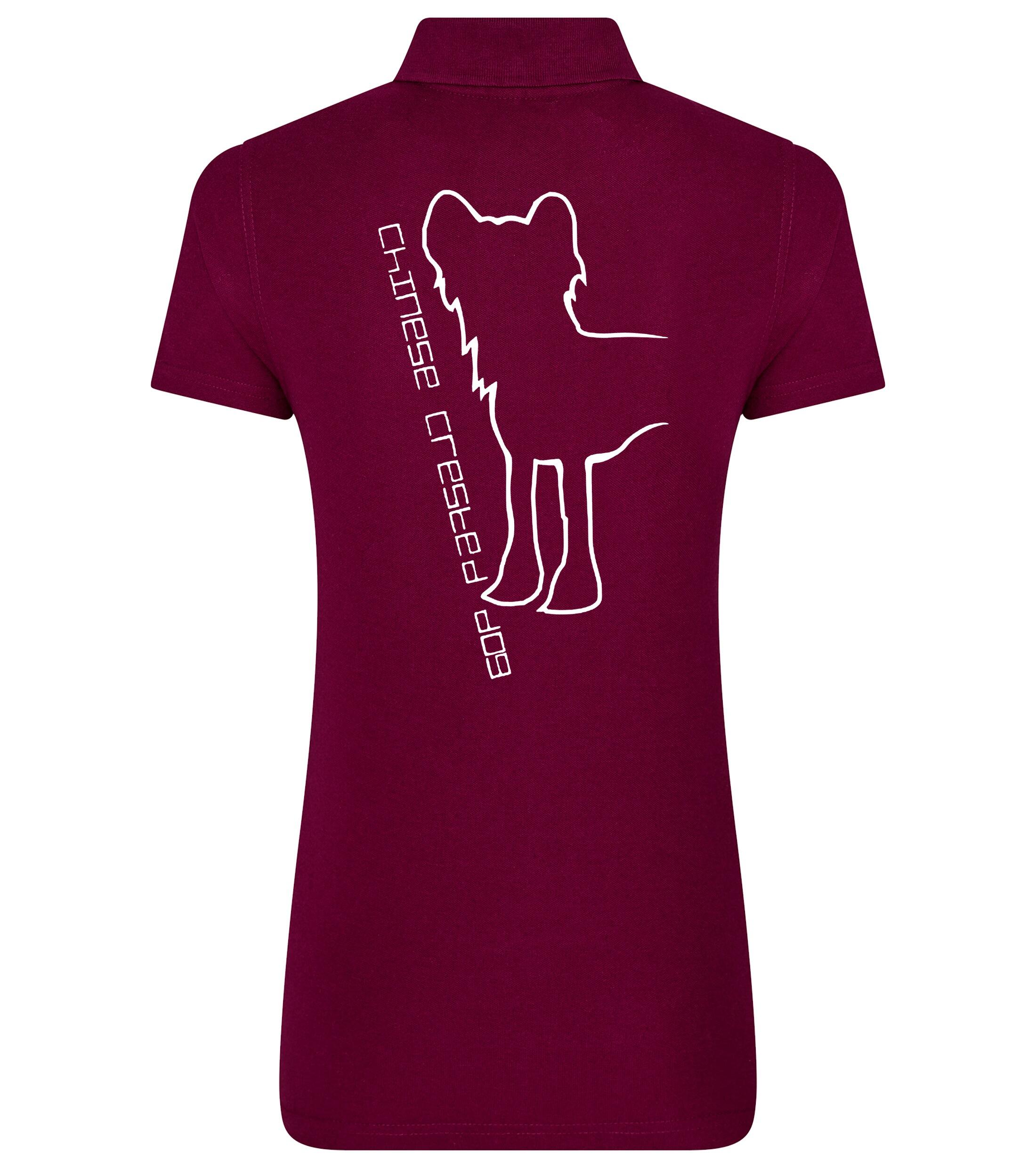 Women’s Cotton Polo with Chinese Crested Dog Breed Design – Style for Chinese Crested Enthusiasts