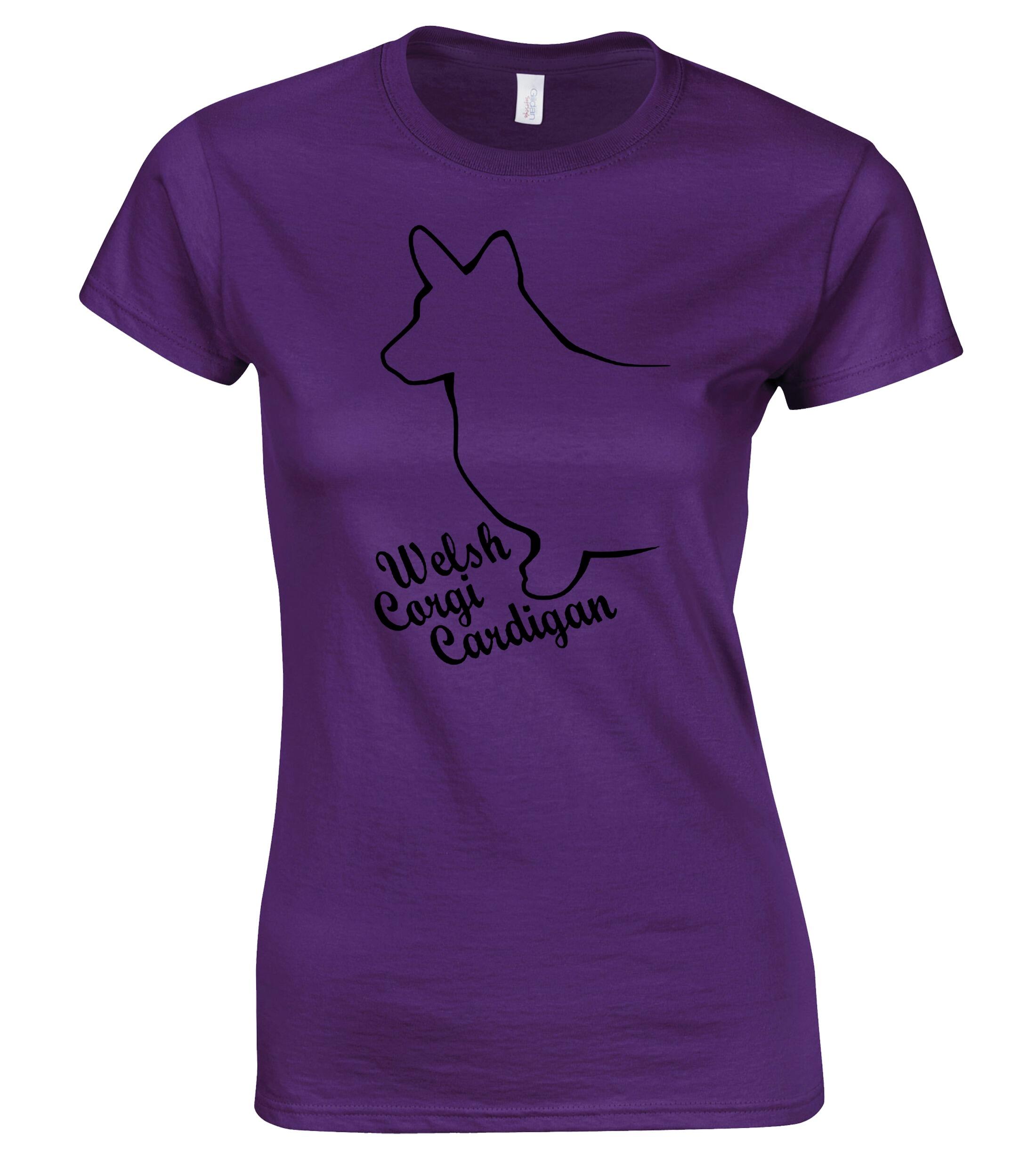 Female Roundneck T-shirt with Corgi Cardigan (Welsh) Dog Breed Design – Perfect for Corgi Enthusiasts
