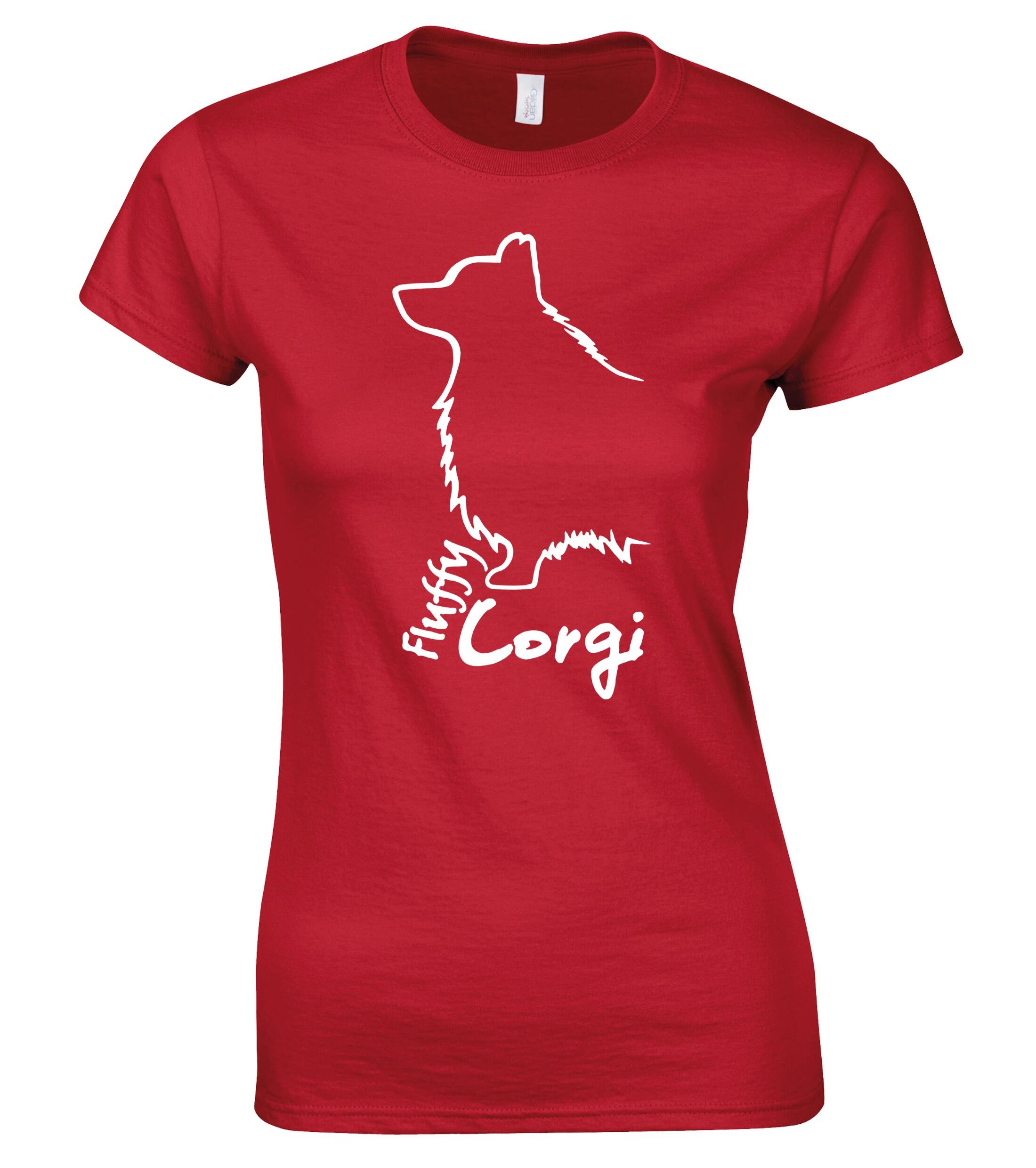 Female Roundneck T-shirt with Corgi Fluffy Dog Breed Design – Perfect for Corgi Fluffy Enthusiasts