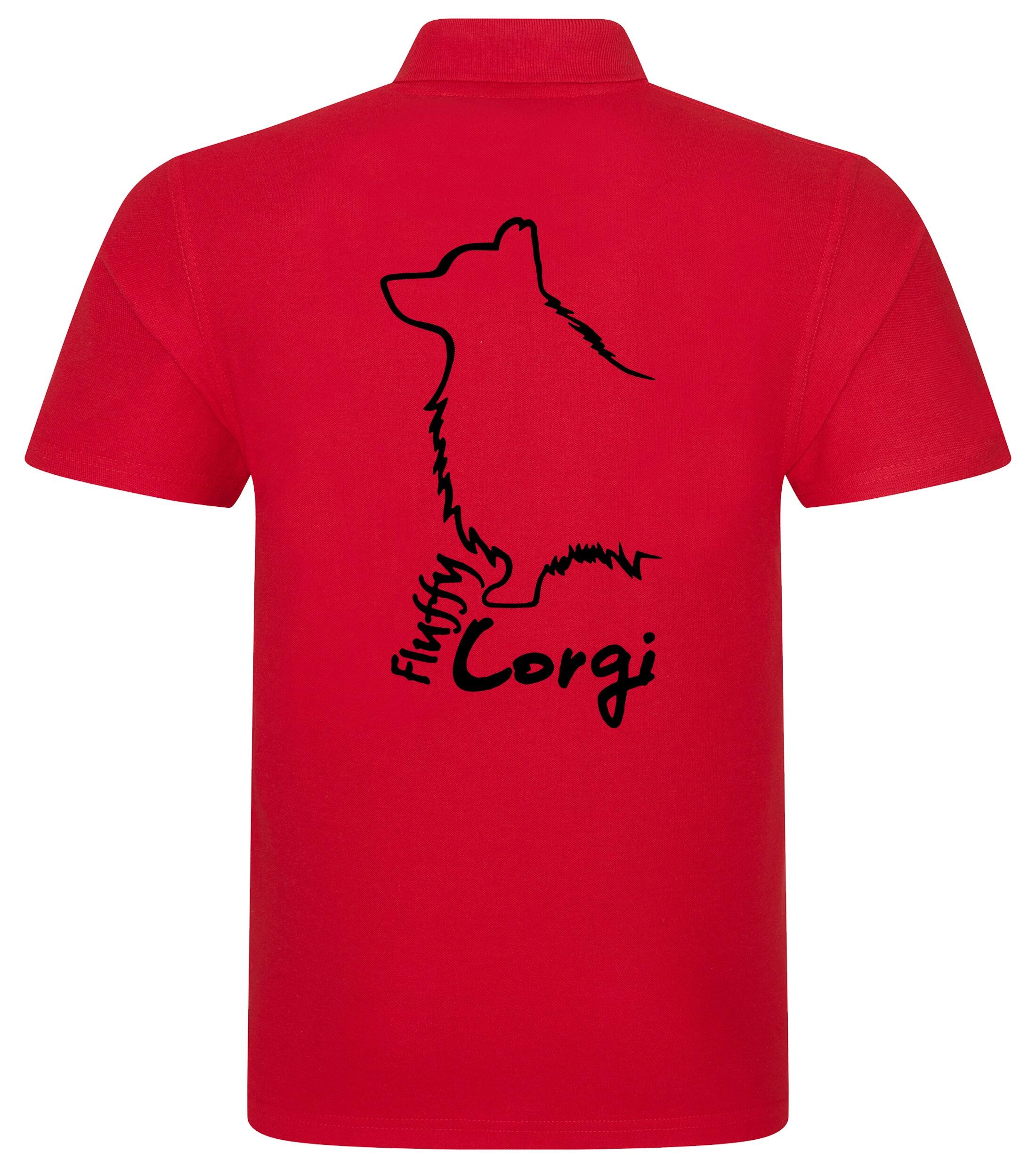 Unisex Cotton Polo with Corgi Fluffy Dog Breed Design – Timeless Style for Corgi Lovers