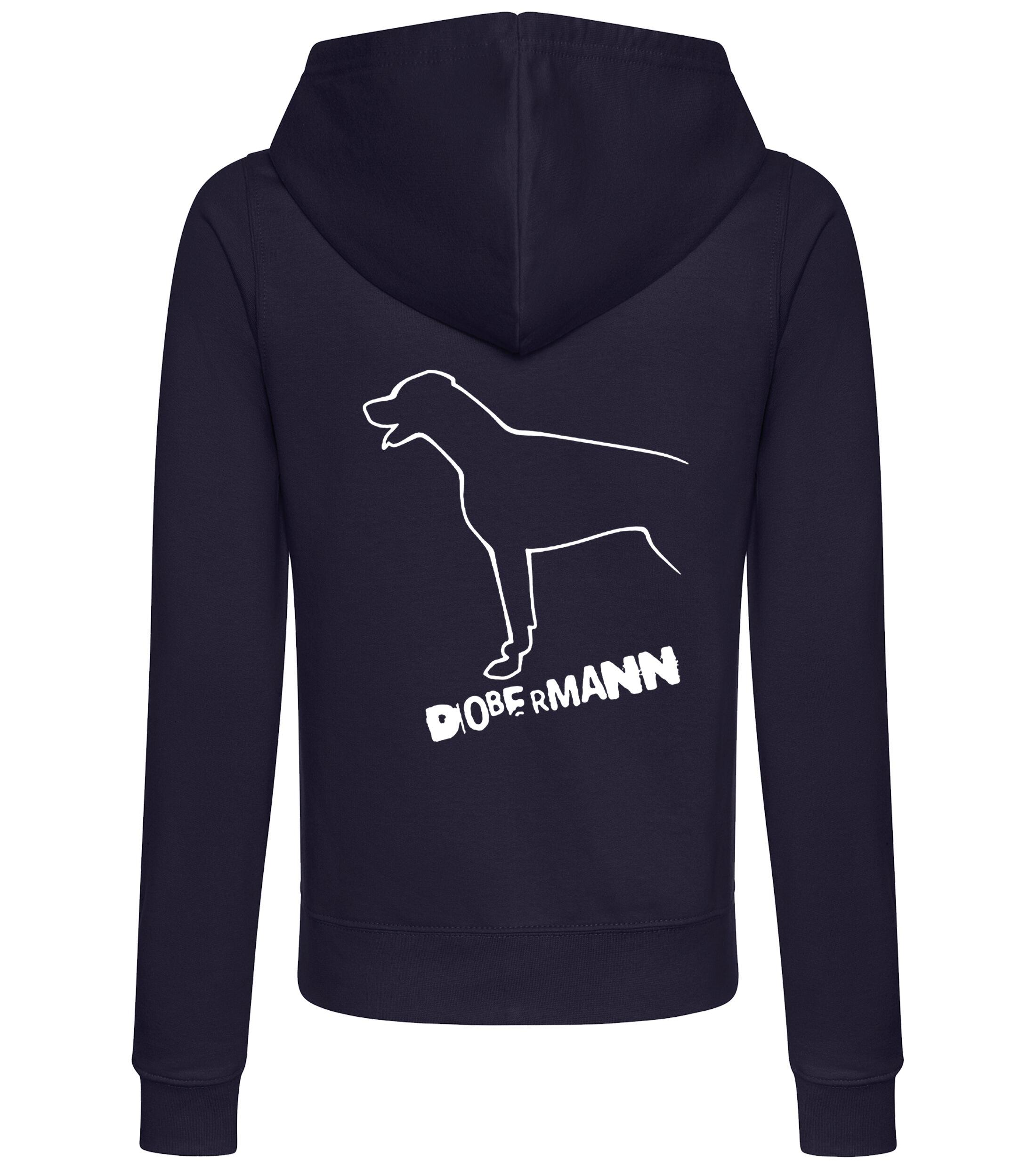 Dobermann (Outline) Women’s Zipped Hoodie – Stylish & Cozy for Dobermann Enthusiasts