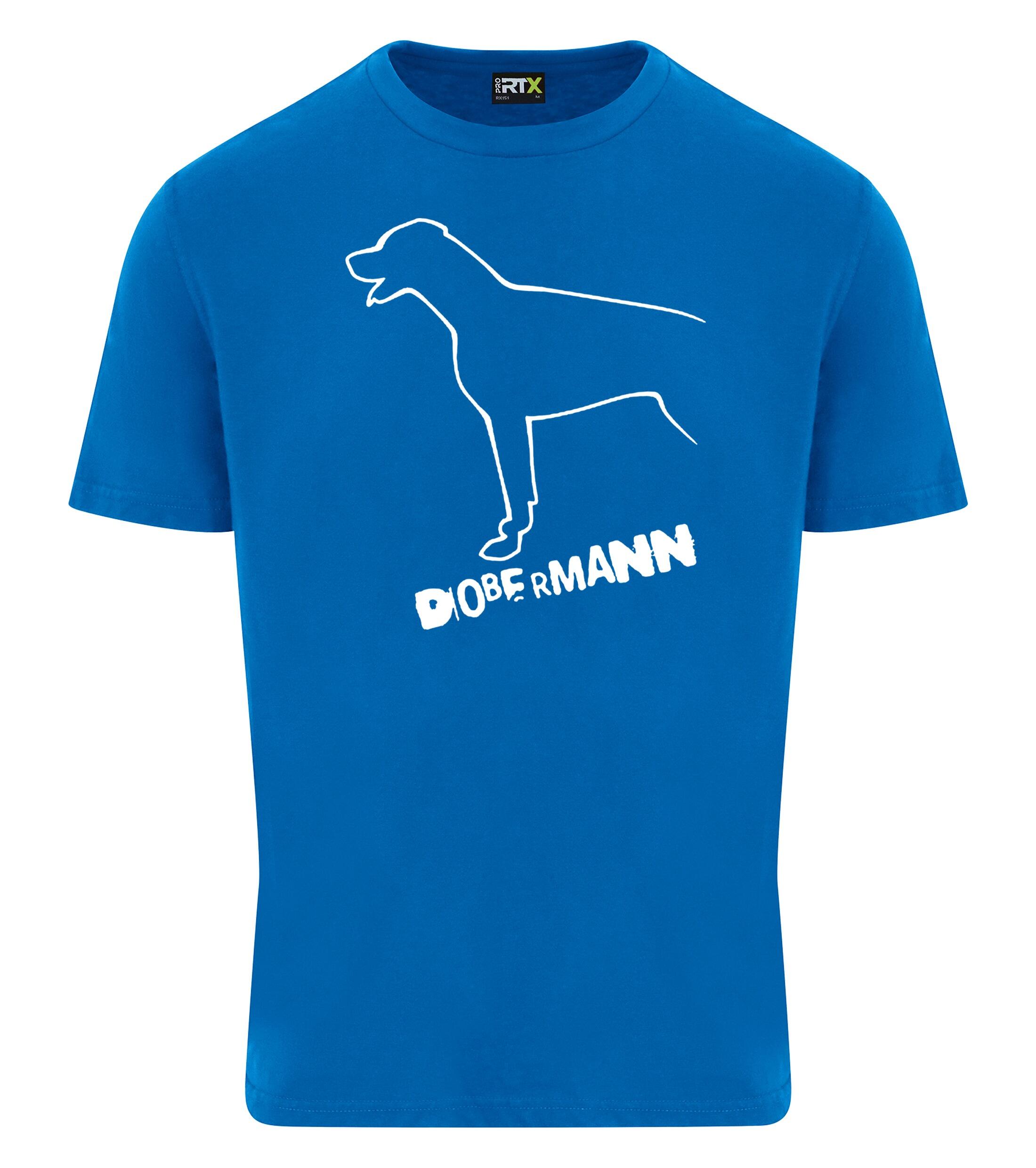 Dobermann (Outline) Unisex Roundneck T-Shirt – Timeless Style for Dobermann Enthusiasts