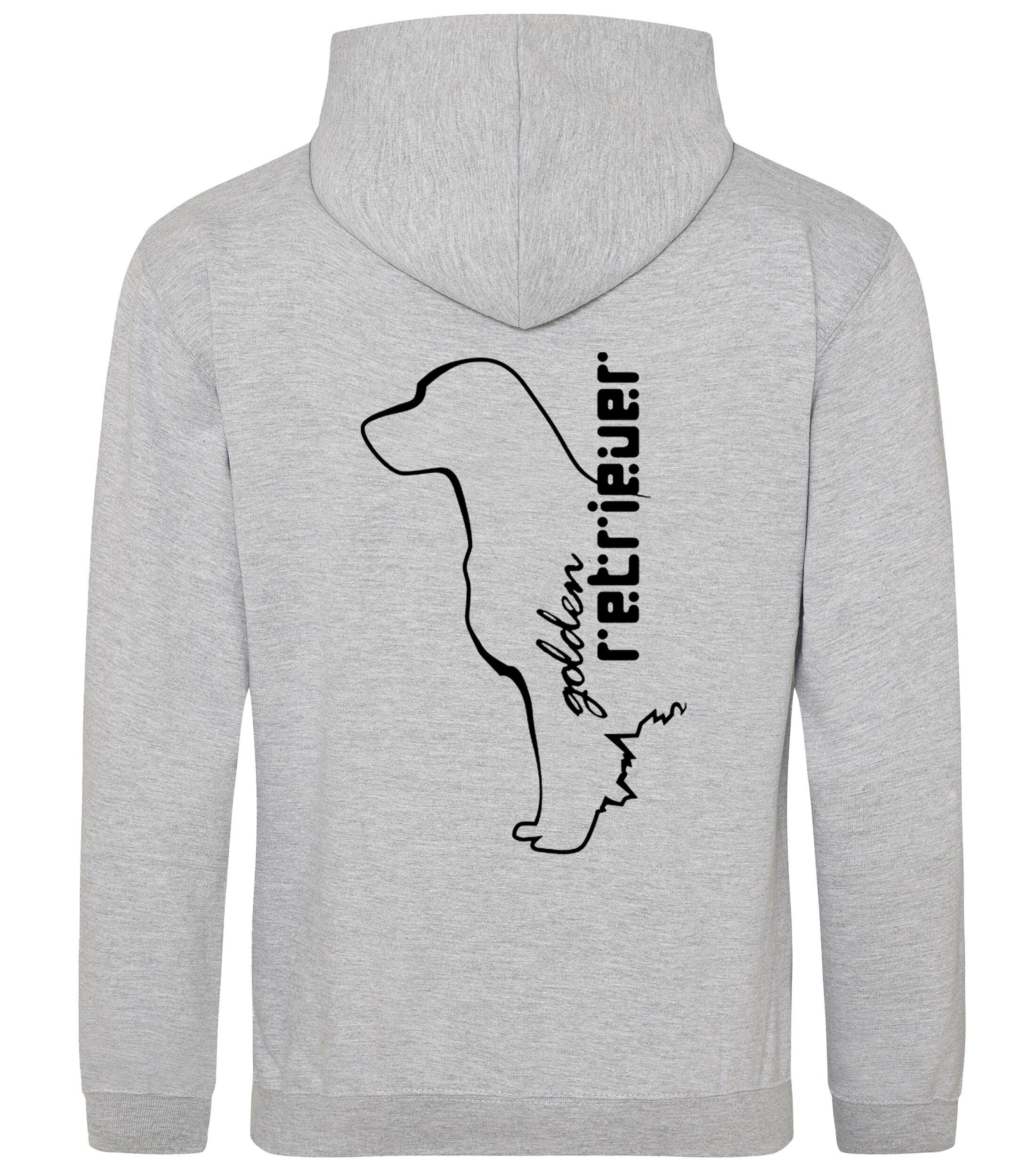 Pullover hoodie featuring an exclusive Golden Retriever design and paw prints, crafted from heavy-blend fabric with a cozy fleece interior, perfect for dog lovers and outdoor comfort.