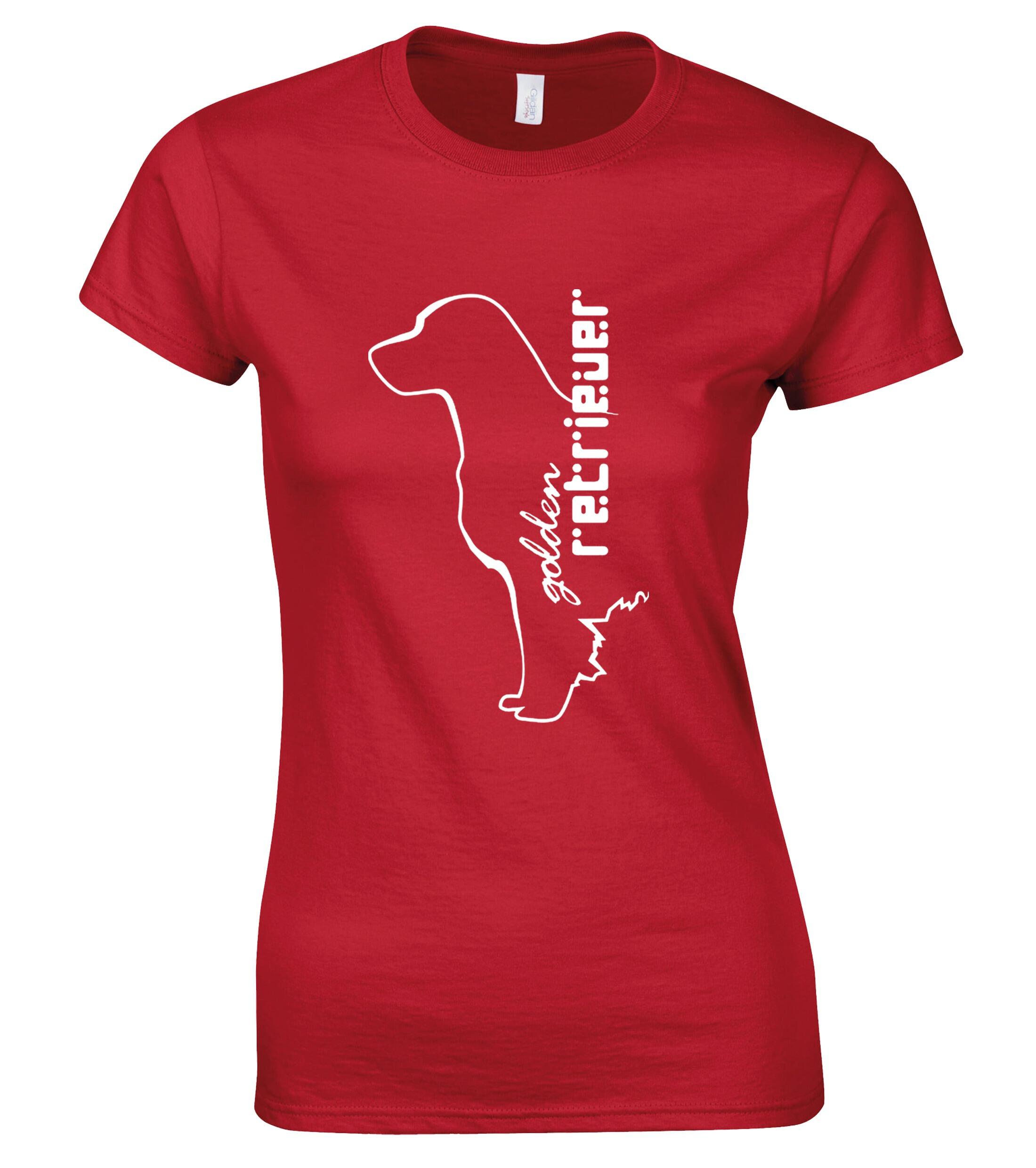 Golden Retriever Female Roundneck T-shirt with a detailed breed graphic, crafted from soft, breathable cotton and tailored with a feminine fit for stylish comfort.