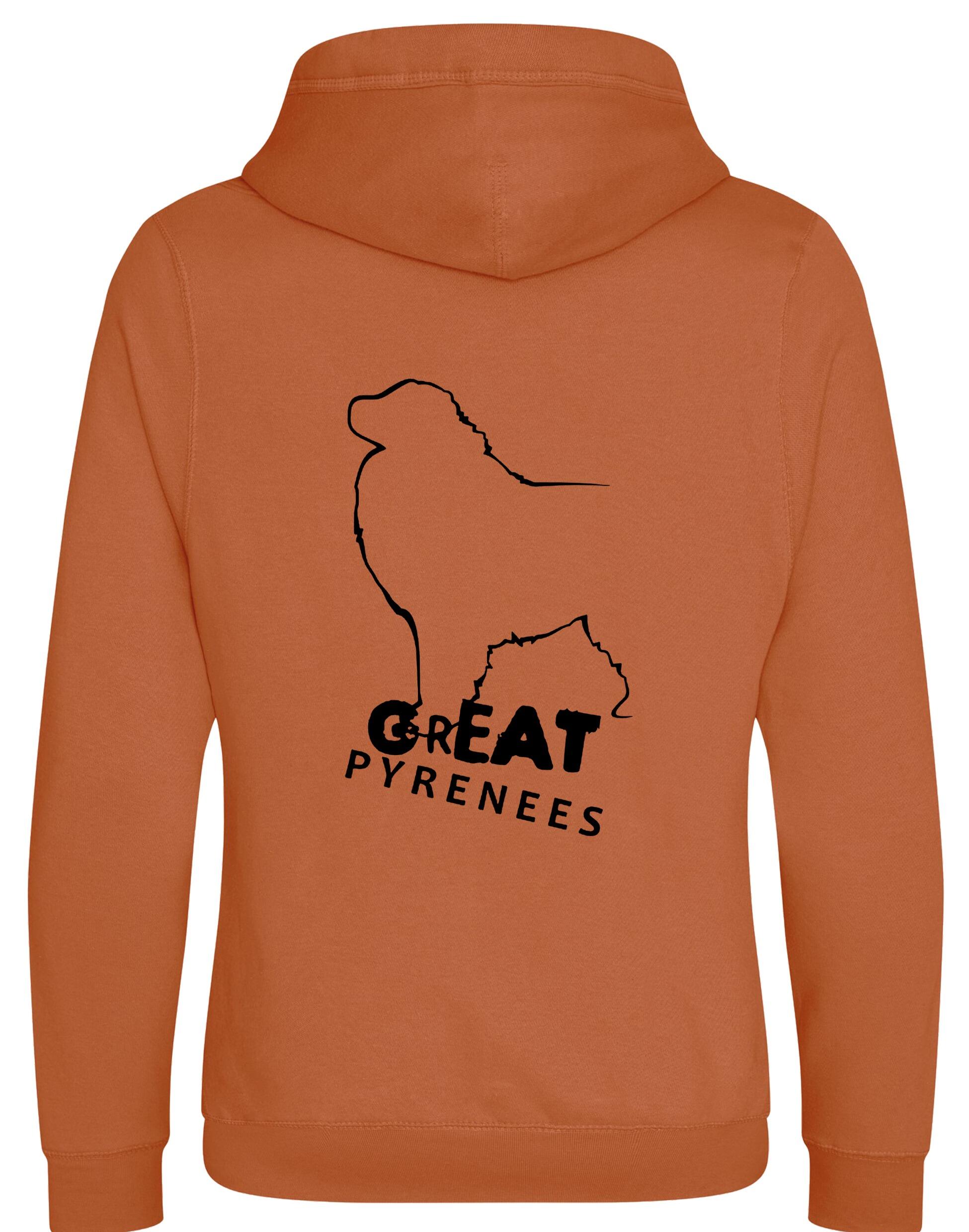 Unisex Crossneck Pullover Hoodie featuring a detailed Great Pyrenees design, brushed fleece interior, and kangaroo pocket for comfort and style.