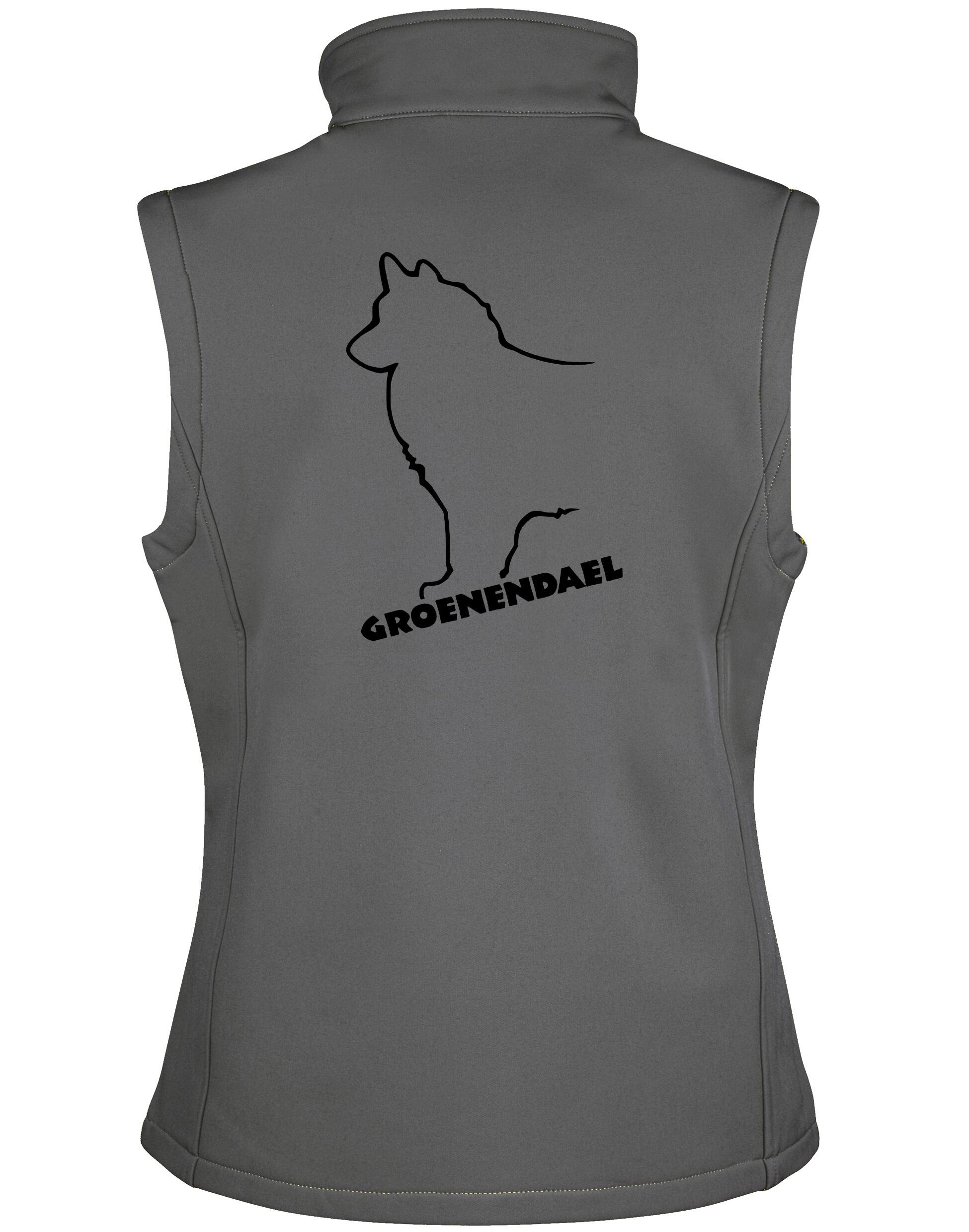 Unisex softshell gilet featuring exclusive Groenendael design, water-resistant fabric, and fleece-lined interior for comfort and protection.