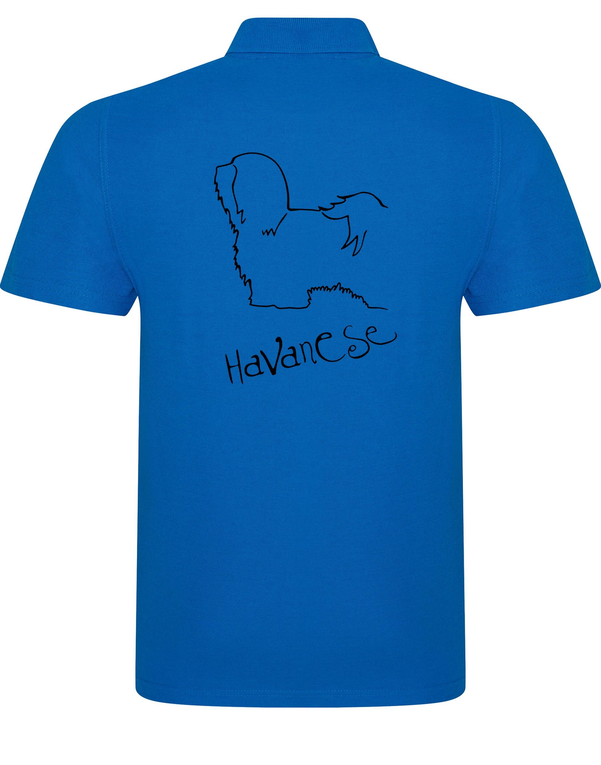 Unisex cotton polo featuring a detailed Havanese graphic – comfortable and stylish apparel for Havanese lovers.