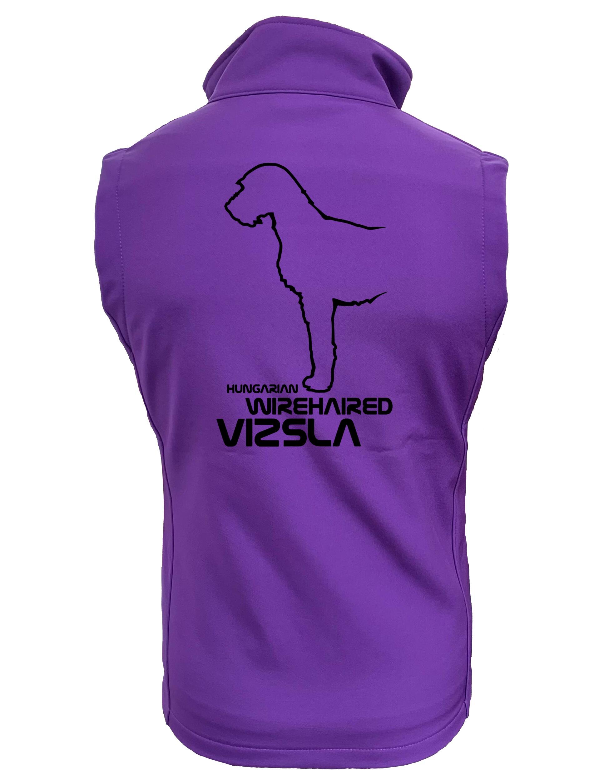 Women's softshell jacket featuring Hungarian Wirehaired Vizsla breed artwork – water-resistant, fleece-lined, perfect for outdoor activities and dog events.