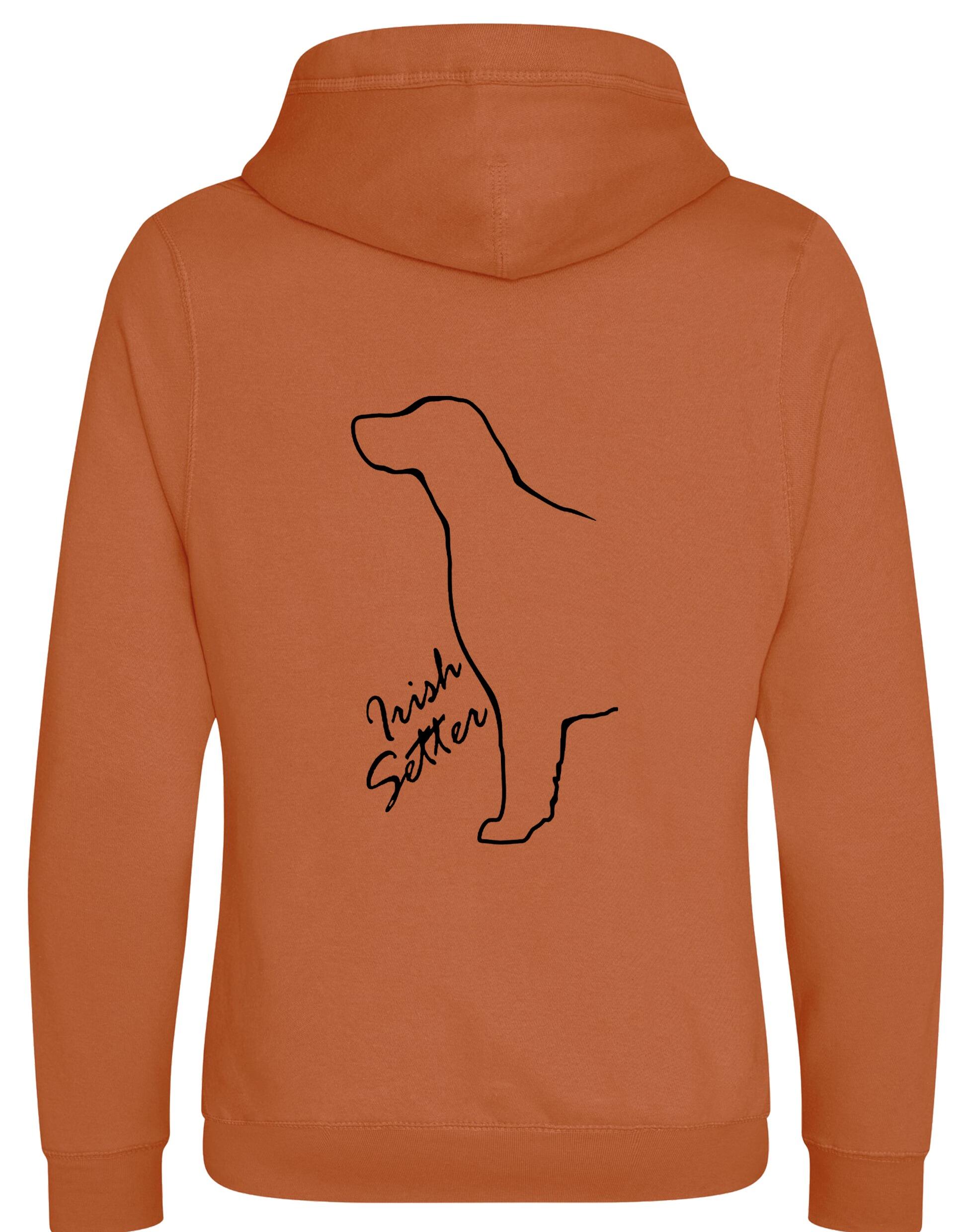 Irish Setter Crossneck Pullover Hoodie featuring detailed breed artwork, brushed fleece interior, and a modern crossneck design.