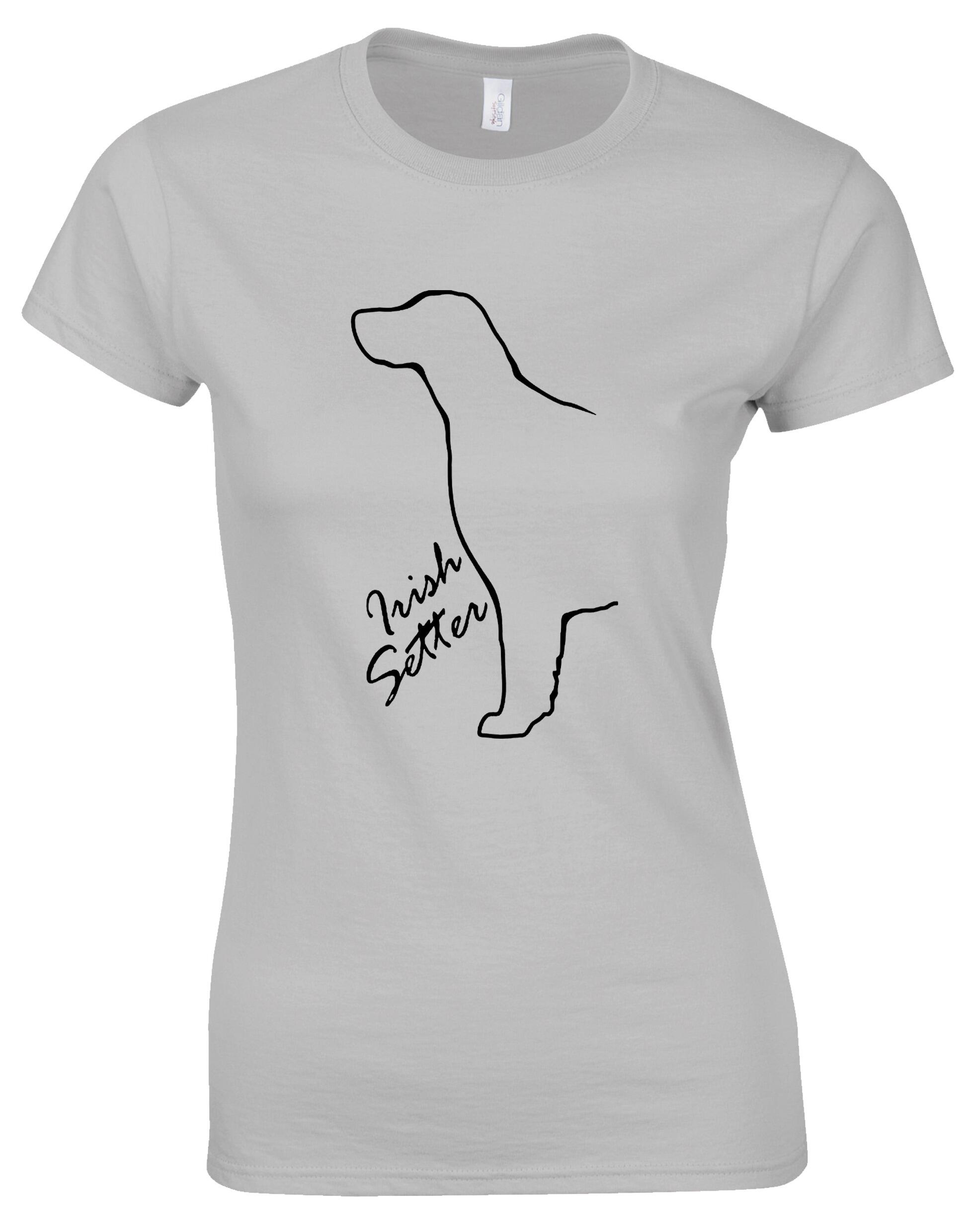 Irish Setter Female Roundneck T-shirt featuring detailed breed artwork and a flattering feminine fit, crafted from soft and breathable cotton.