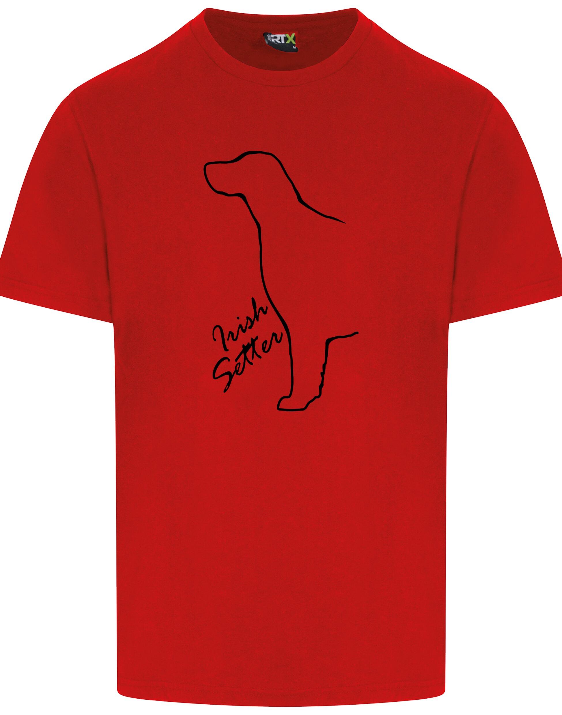 Irish Setter Unisex Roundneck T-shirt featuring detailed breed artwork on breathable cotton fabric with a relaxed fit for versatile wear.