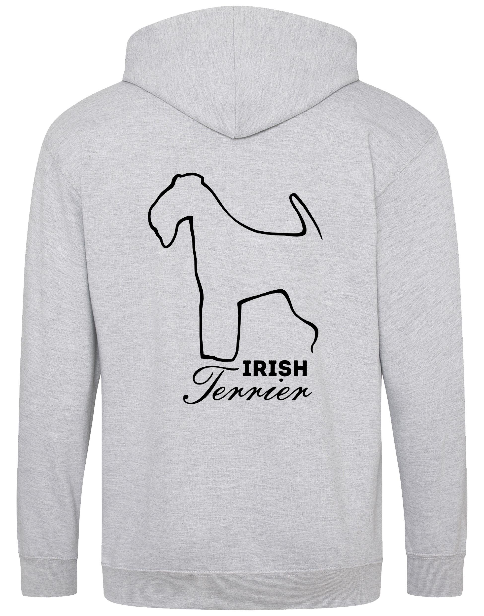 Irish Terrier Zipped Hoodie featuring exclusive breed artwork, practical full-zip design, and customizable options for a personalized touch.