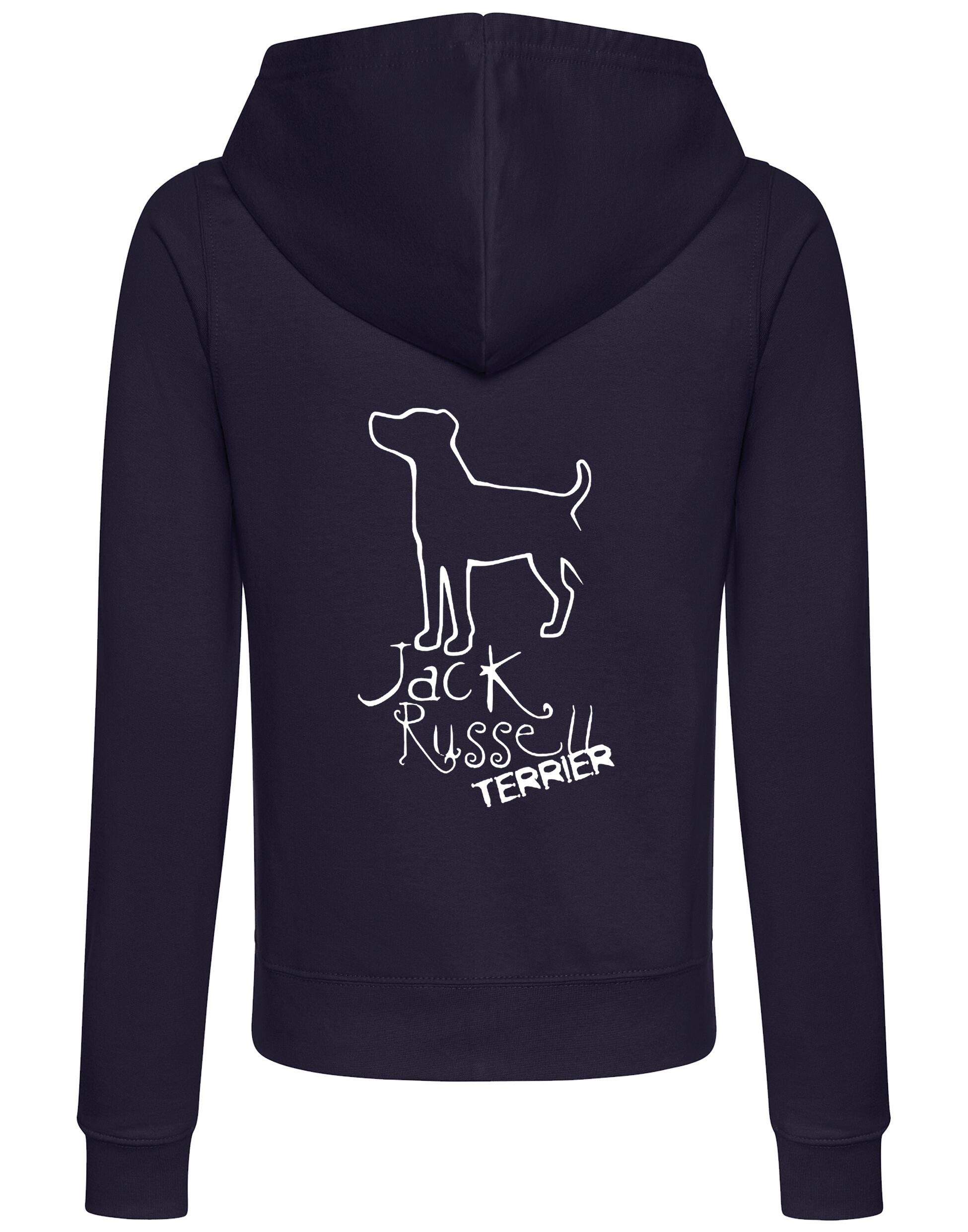 Jack Russell Terrier Women’s Zipped Hoodie with exclusive breed artwork, breathable fabric, and functional pockets for style and practicality.