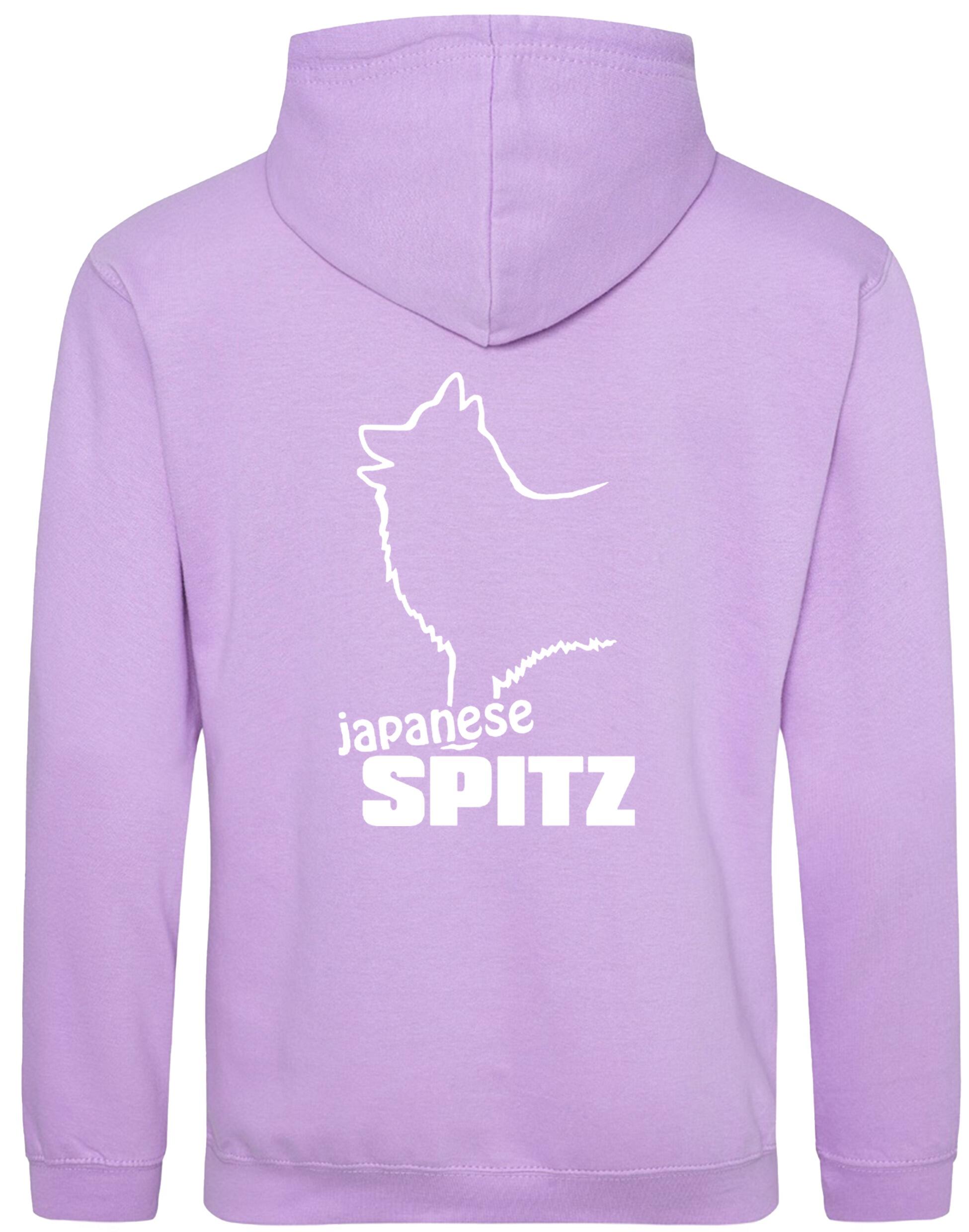 Pullover hoodie featuring exclusive Japanese Spitz artwork, a cozy fleece lining, and personalization options, designed for breed enthusiasts.