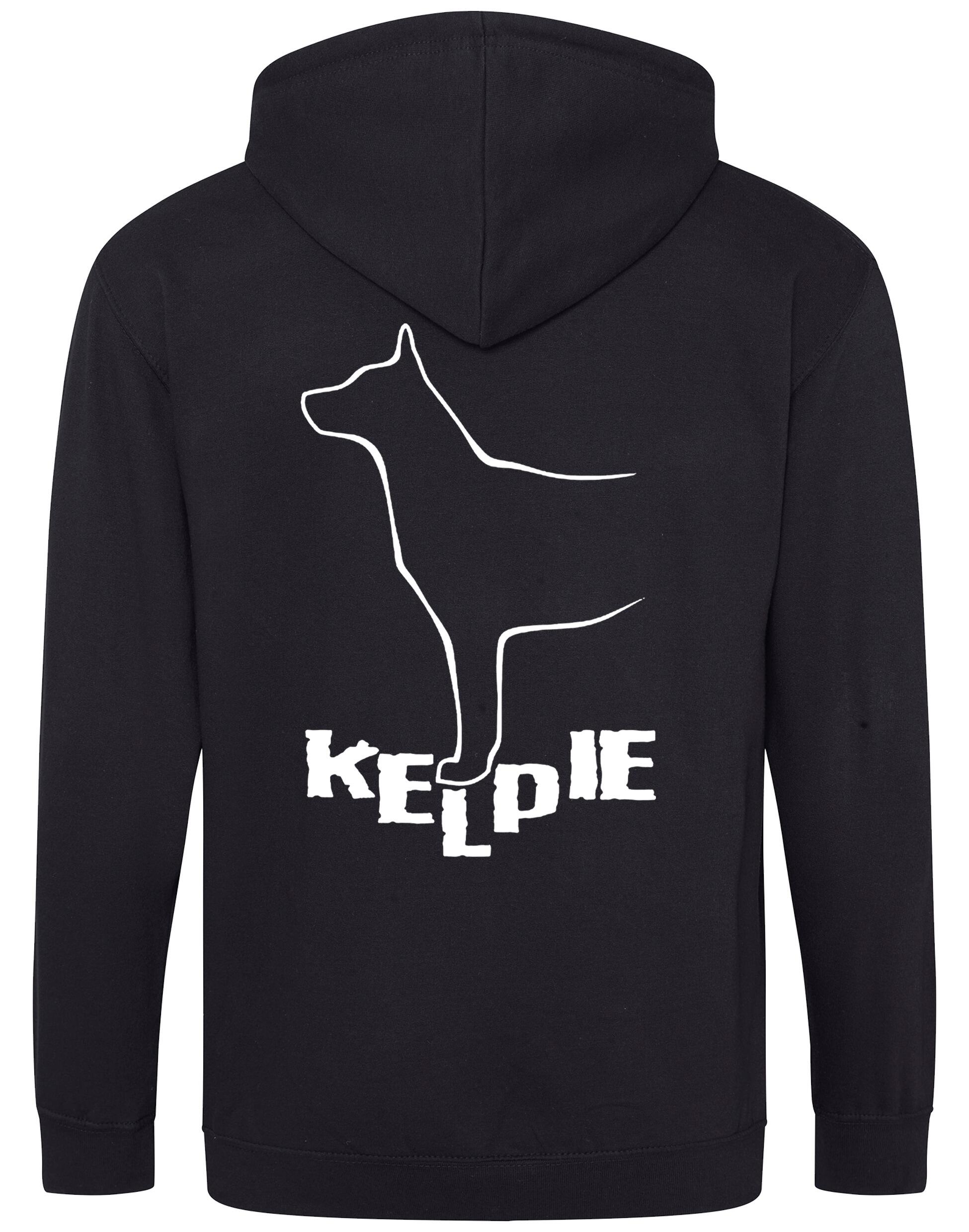 Kelpi Zipped Hoodie with exclusive breed-inspired artwork, soft fleece fabric, and practical features for everyday comfort and style.