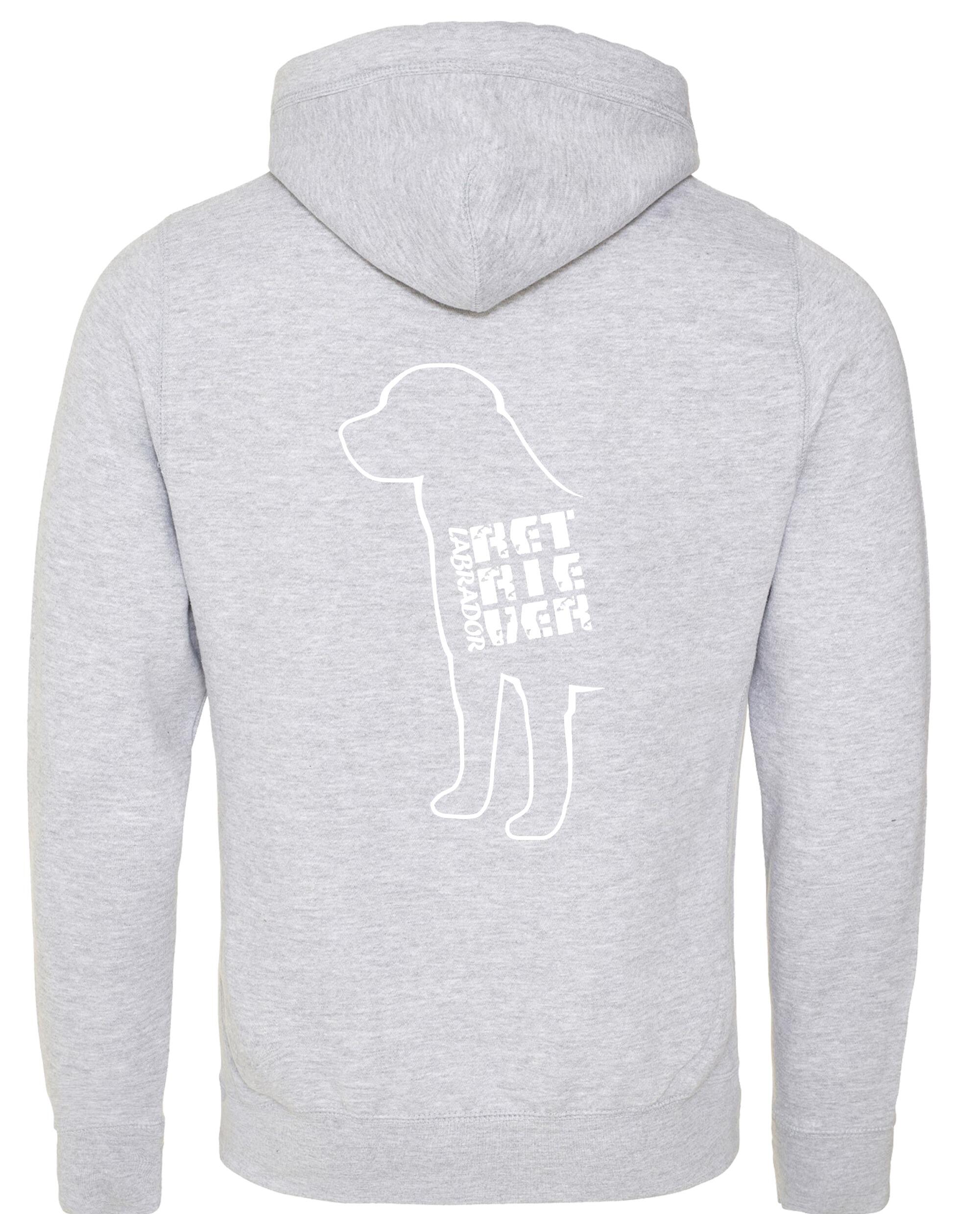 Unisex crossneck pullover hoodie featuring exclusive Labrador Retriever artwork on the back, crafted from heavy-blend fabric with a brushed fleece interior and practical kangaroo pocket.