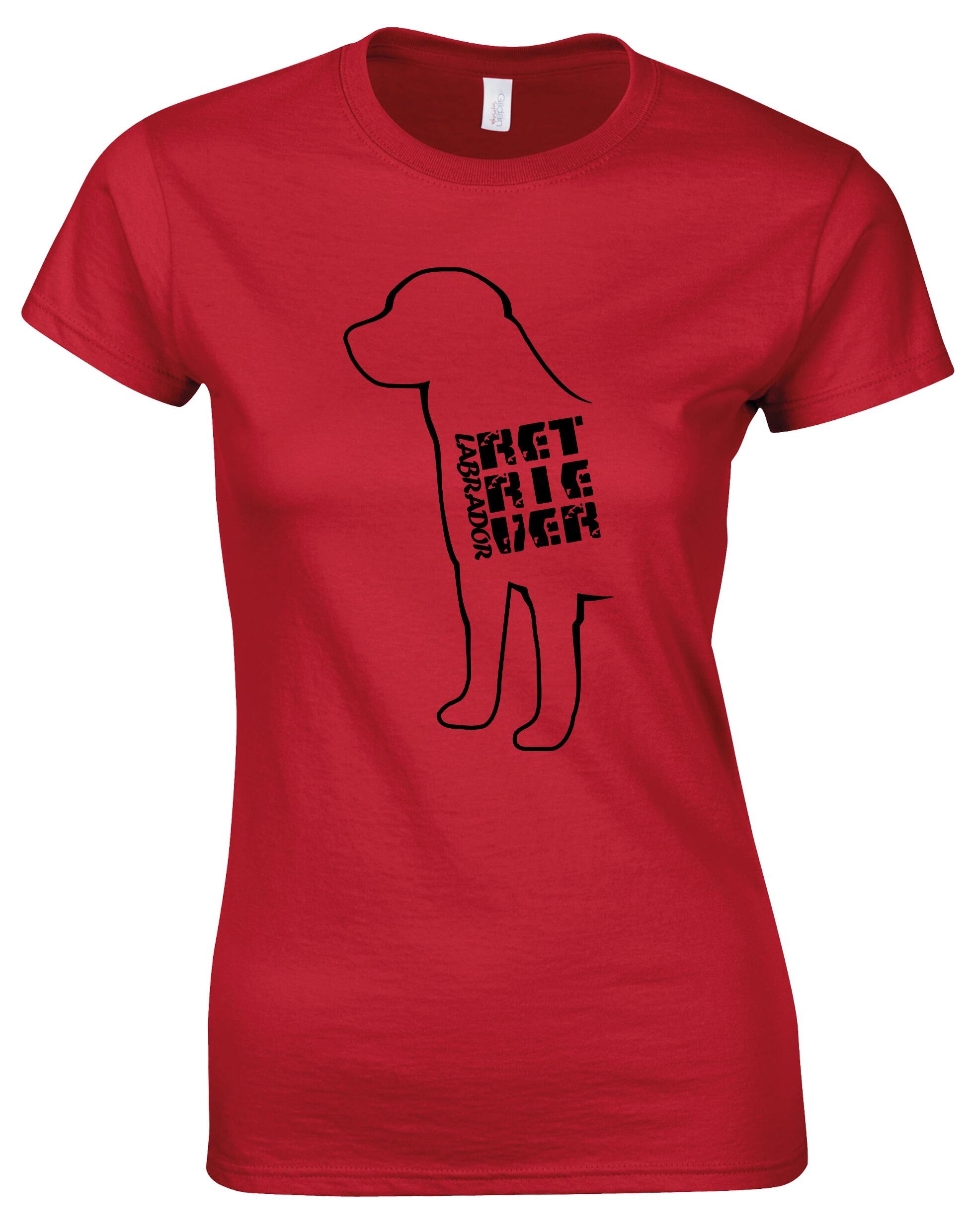 Female roundneck T-shirt featuring exclusive Labrador Retriever artwork, crafted from soft premium cotton with a flattering feminine fit and a classic neckline.