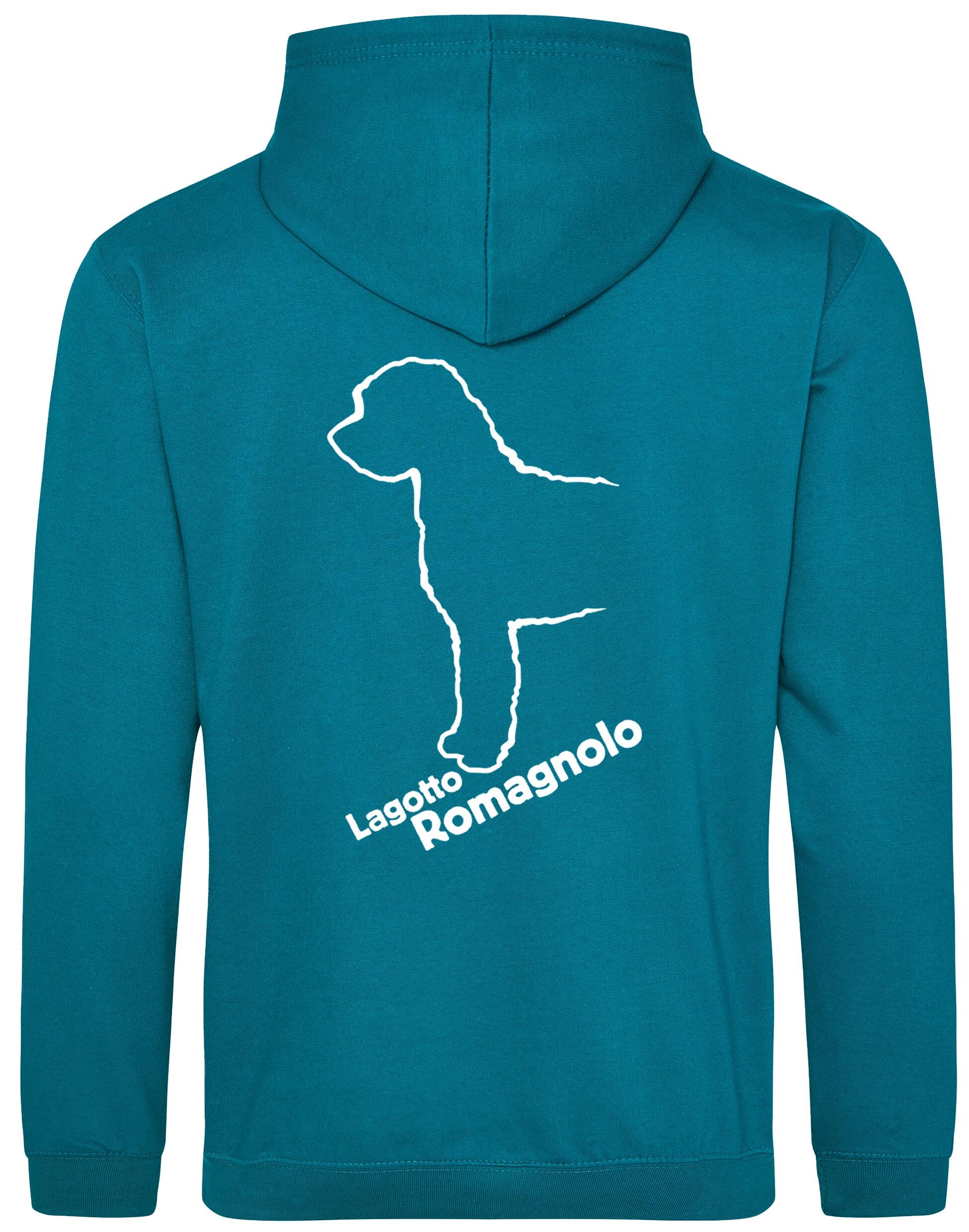 Lagotto Romagnolo design pullover hoodie featuring exclusive artwork, fleece-lined warmth, and a kangaroo pocket for stylish and practical comfort.