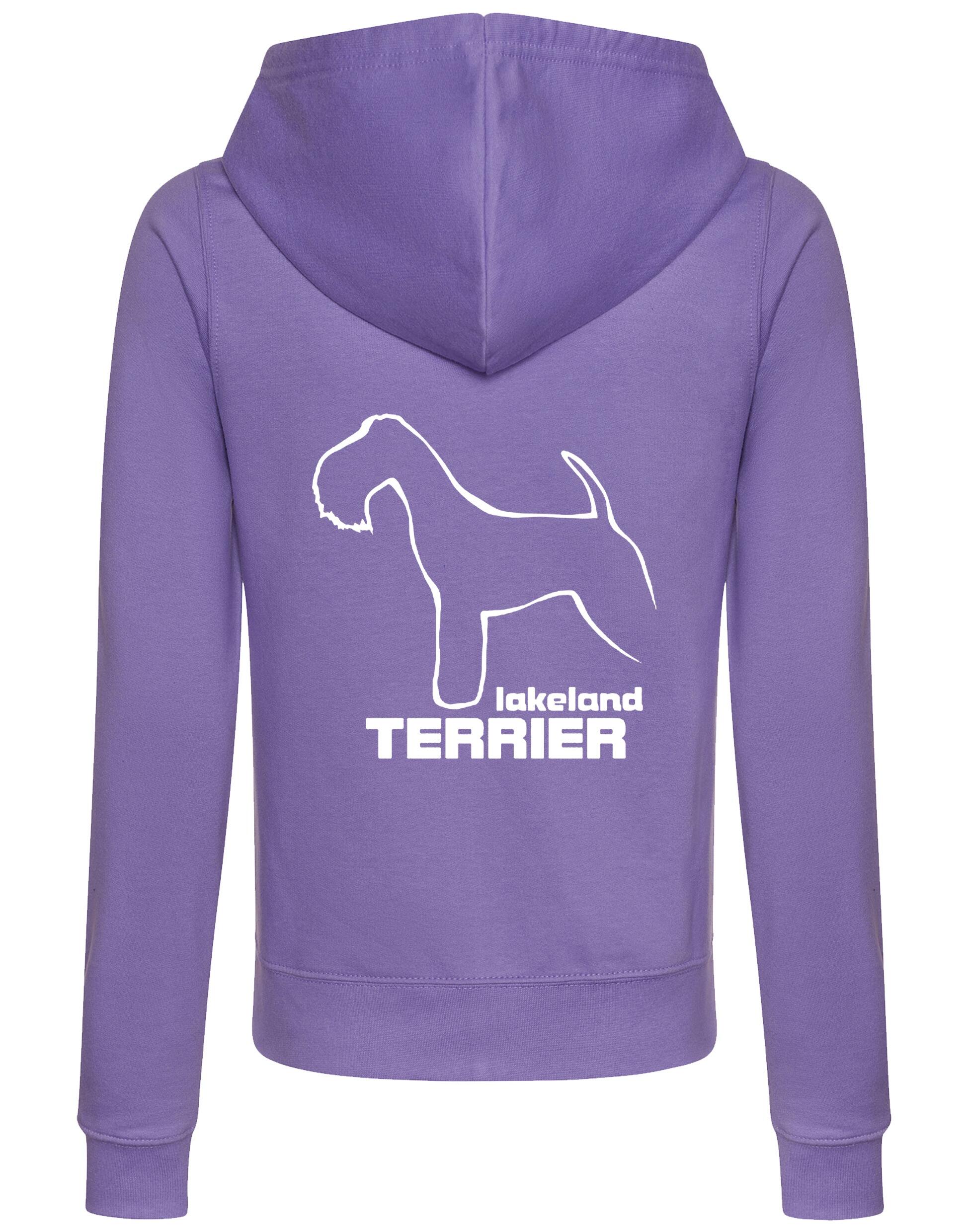 Stylish Lakeland Terrier women’s zipped hoodie with exclusive breed artwork and practical design.
