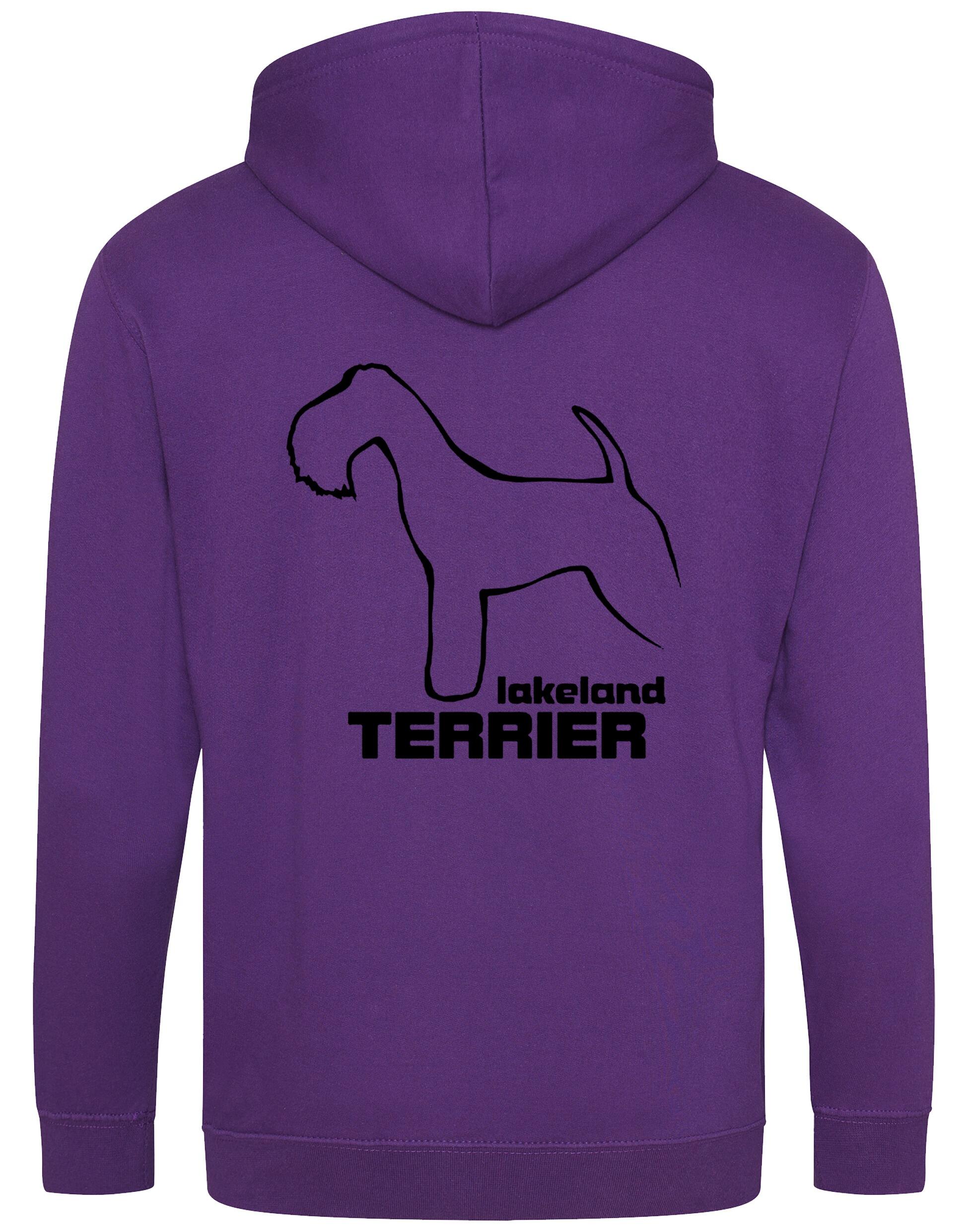 Stylish Lakeland Terrier zipped hoodie with exclusive breed artwork and personalisation options.