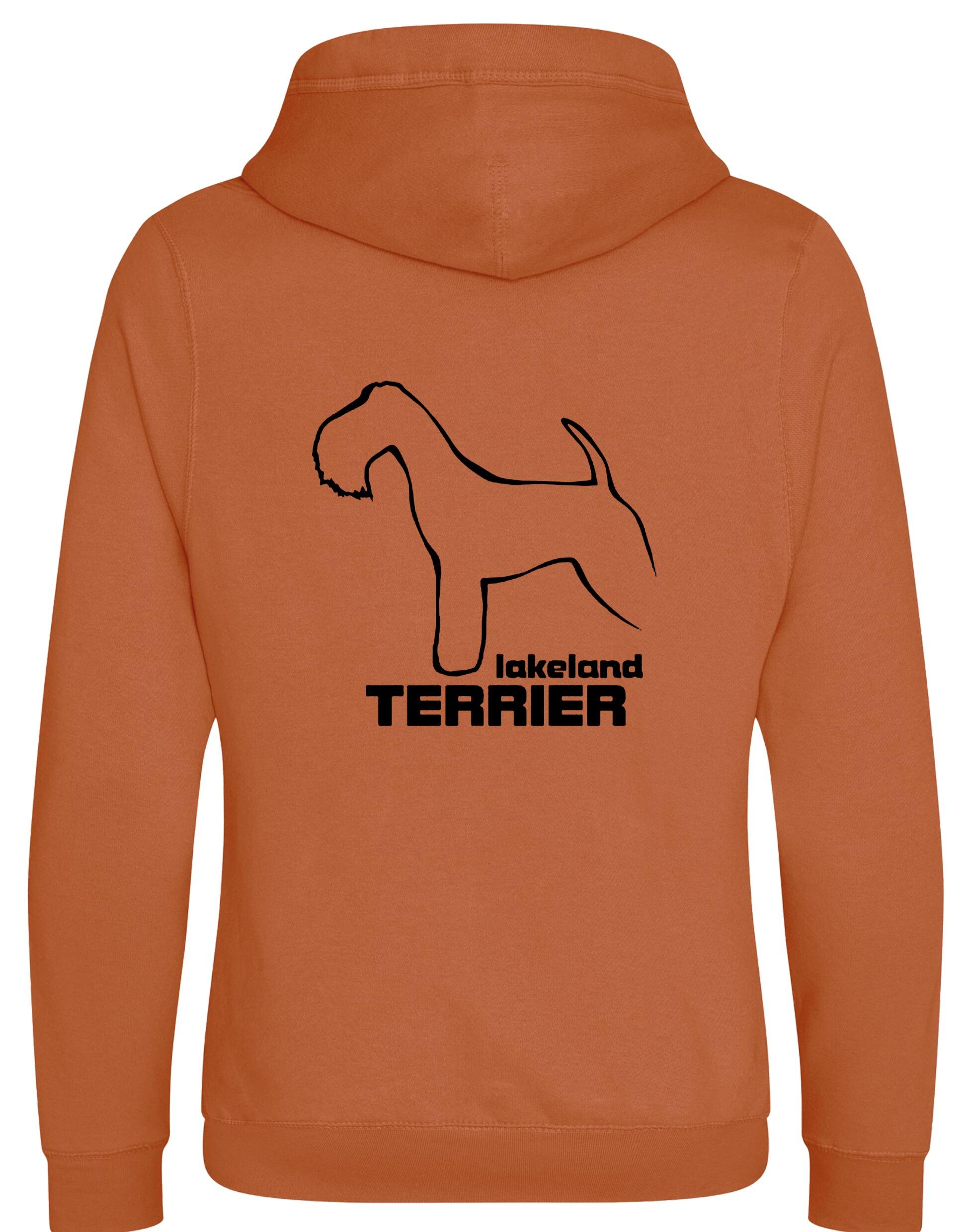Stylish Lakeland Terrier crossneck pullover hoodie with exclusive breed artwork and cosy fleece interior.
