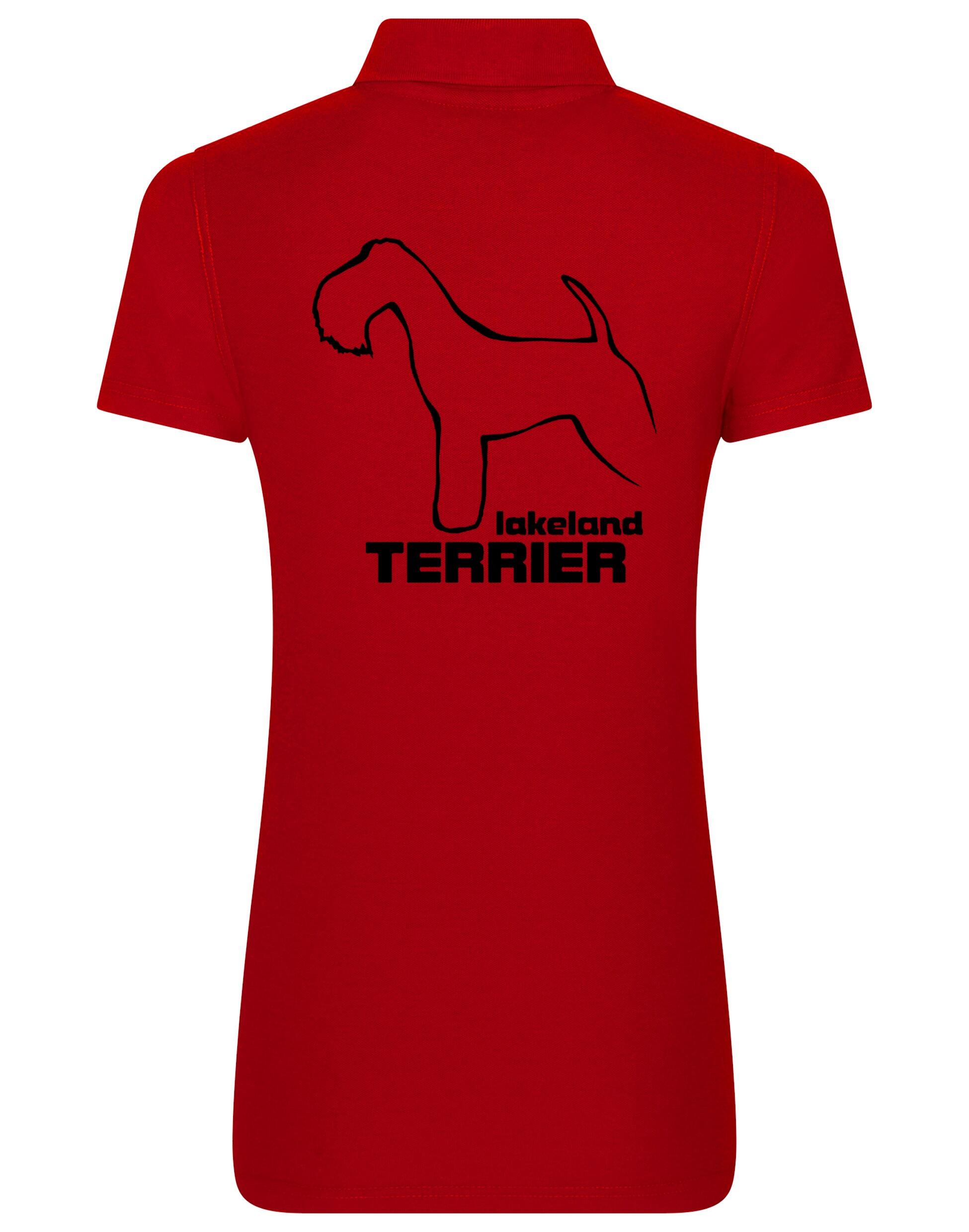 Women's cotton polo featuring an exclusive Lakeland Terrier design with a flattering fit.