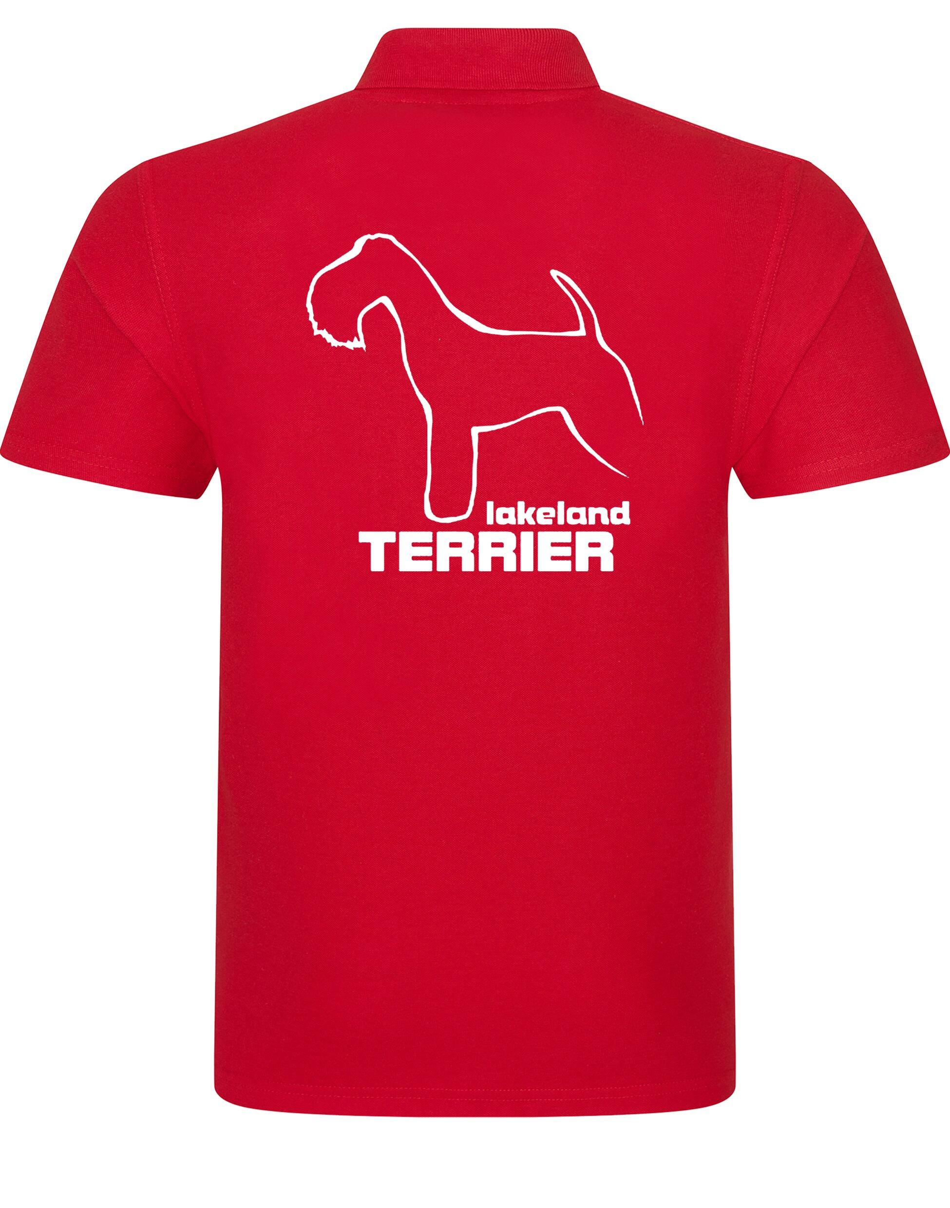 Unisex cotton polo featuring an exclusive Lakeland Terrier design with a relaxed fit.