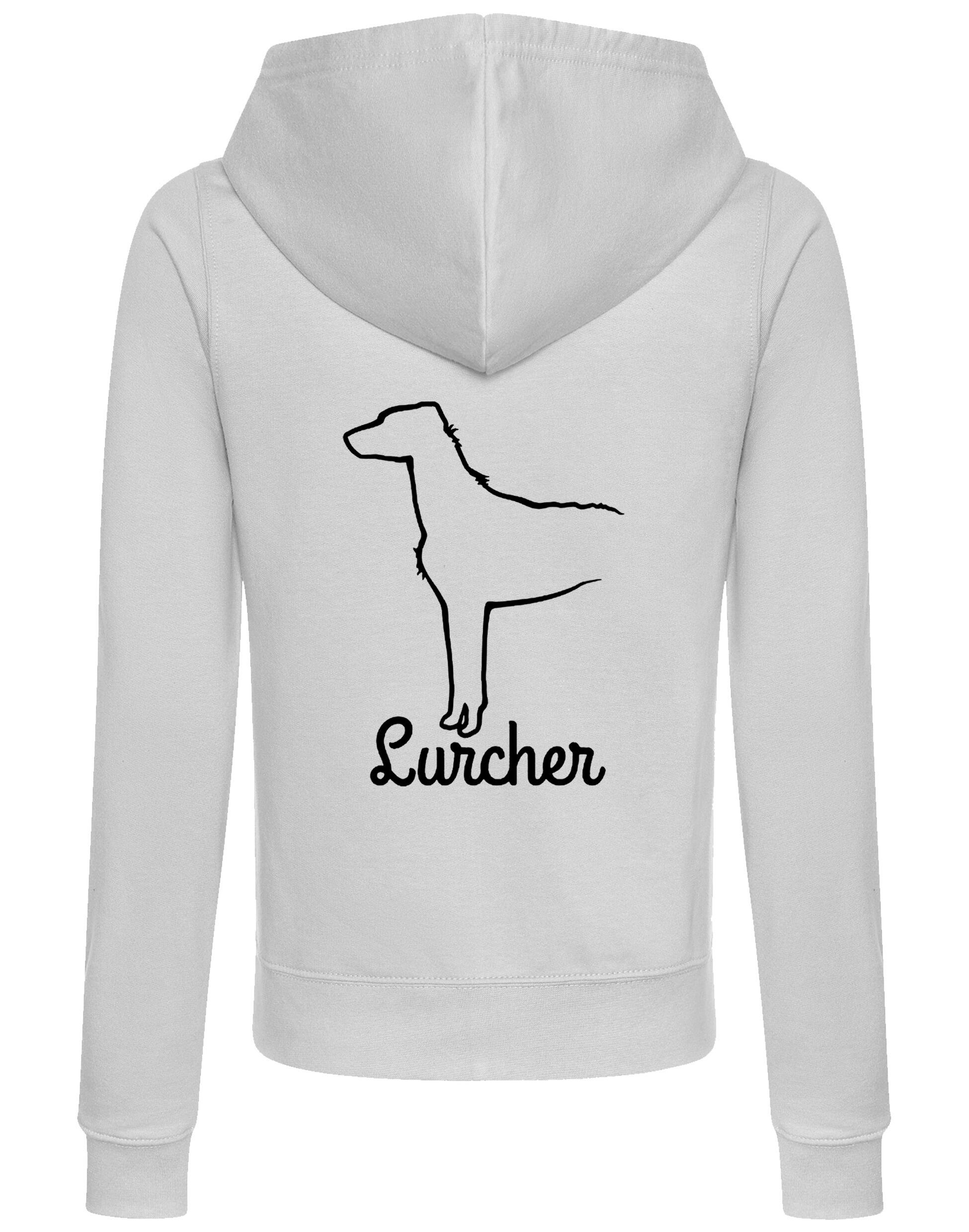 Lurcher Women’s Zipped Hoodie with exclusive breed artwork and practical design.