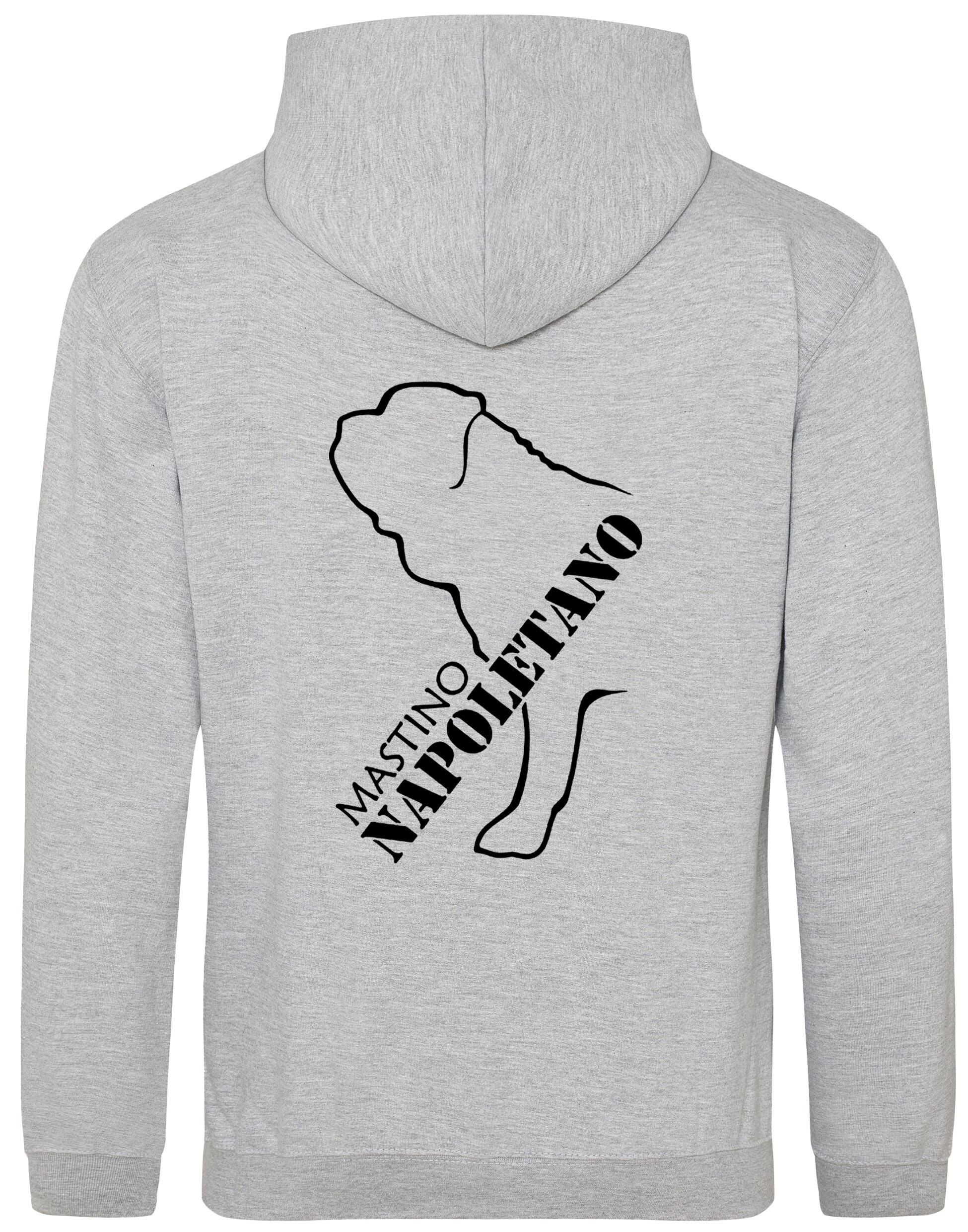 Mastino Napoletano Pullover Hoodie featuring exclusive breed artwork, brushed fleece lining, and customisation options for stylish comfort and practicality.