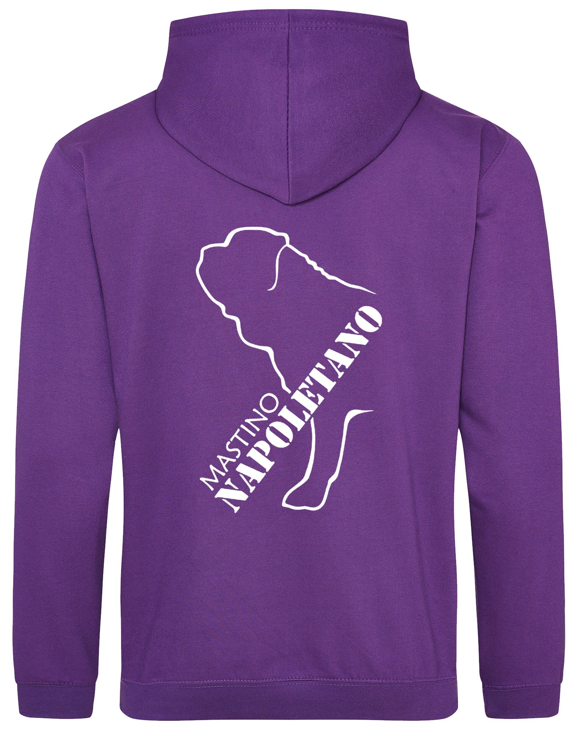 Mastino Napoletano Pullover Hoodie featuring exclusive breed artwork, brushed fleece lining, and customisation options for stylish comfort and practicality.